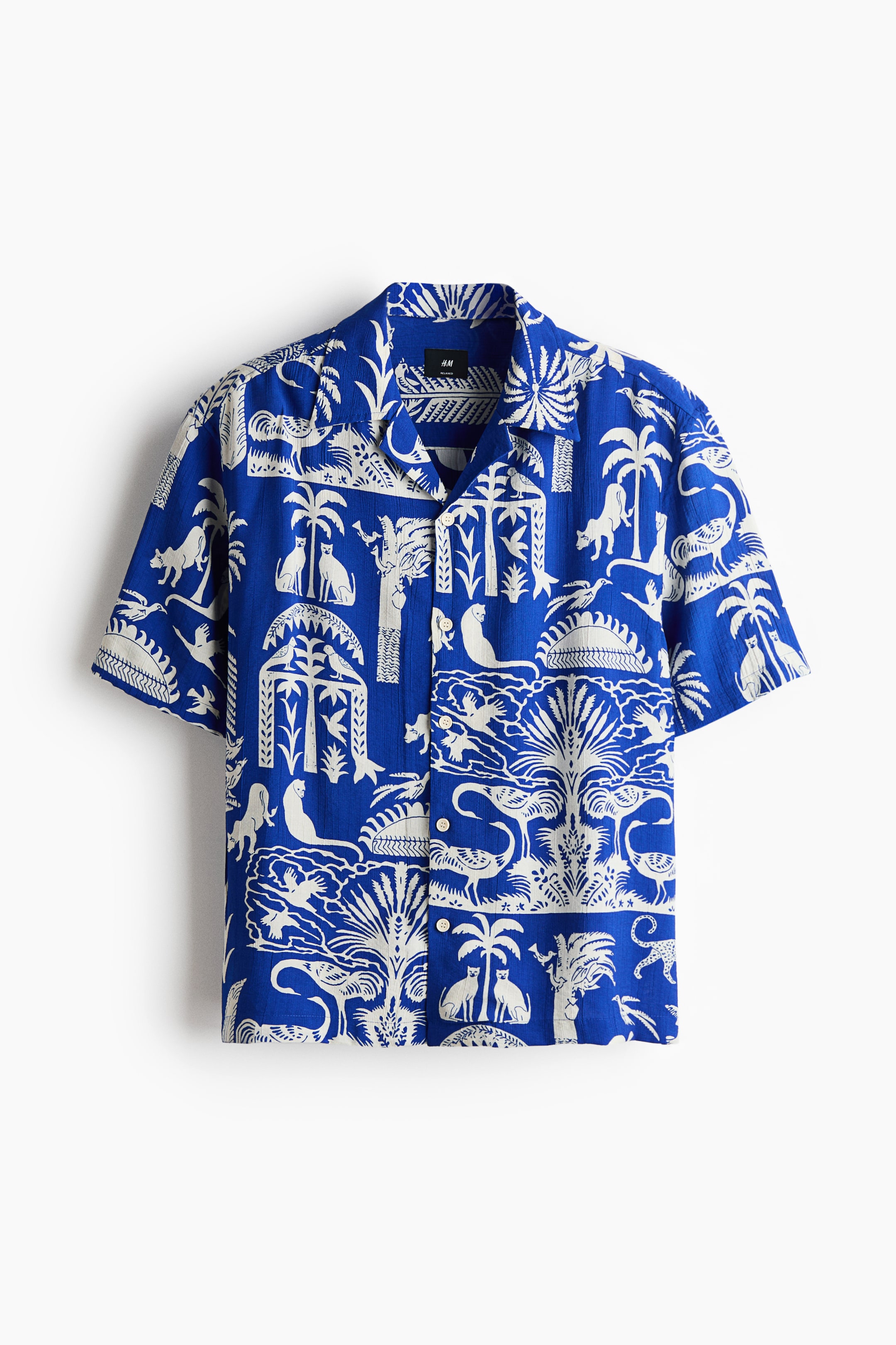 View larger image: Relaxed Fit Printed resort shirt - Bright blue/Patterned - Men | H&M SG 1
