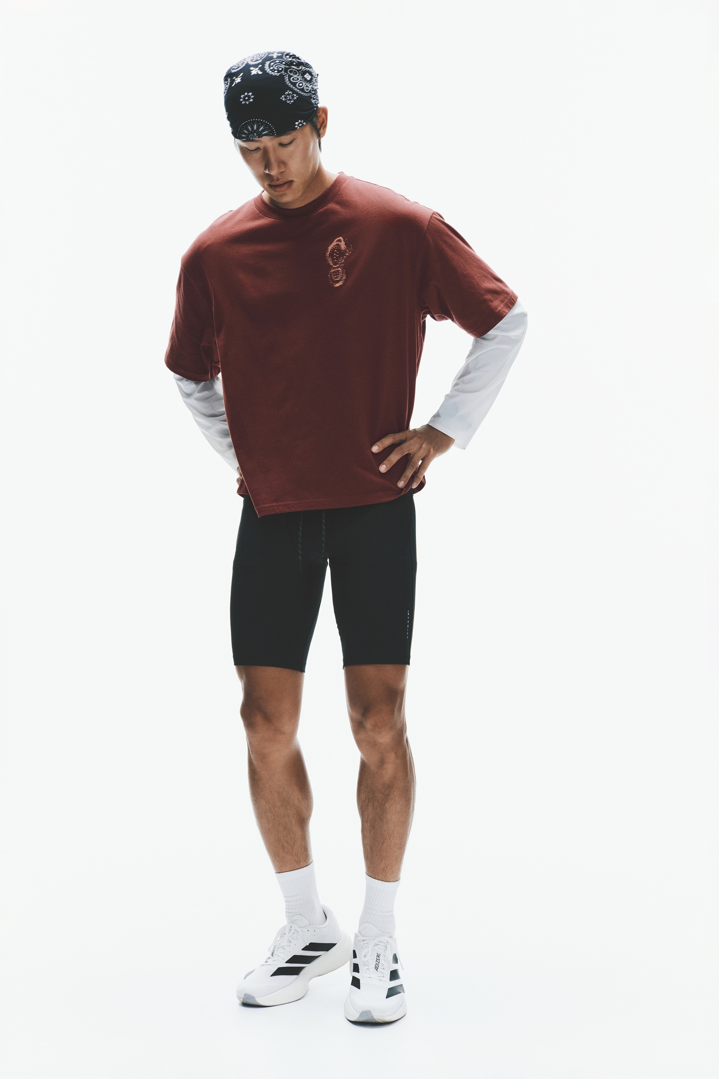 Sportska majica četvrtastog kroja DryMove™ - Bordo/Gravel division/Bela/Dead End Runners/Tamnosiva