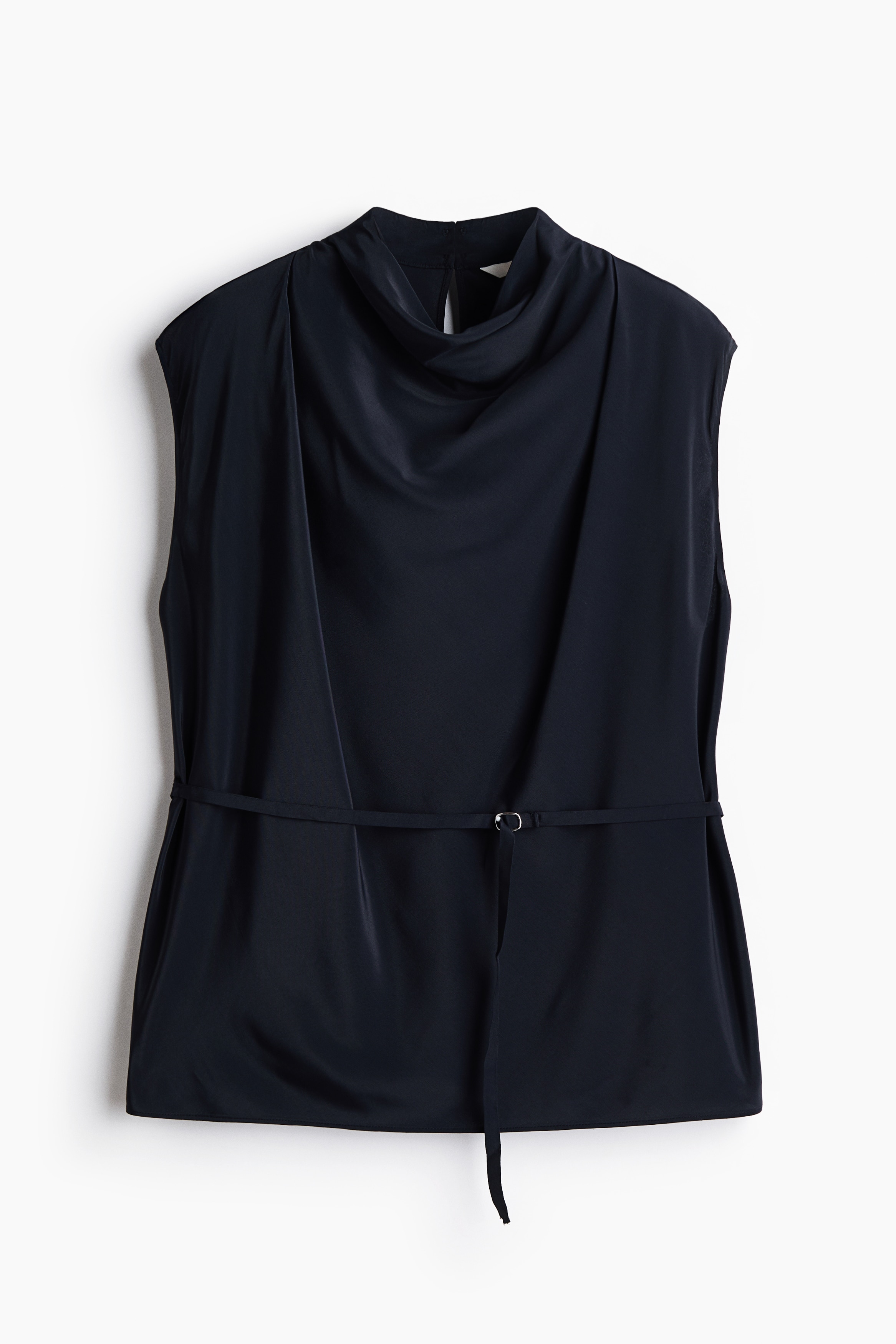 Belted cowl-neck top