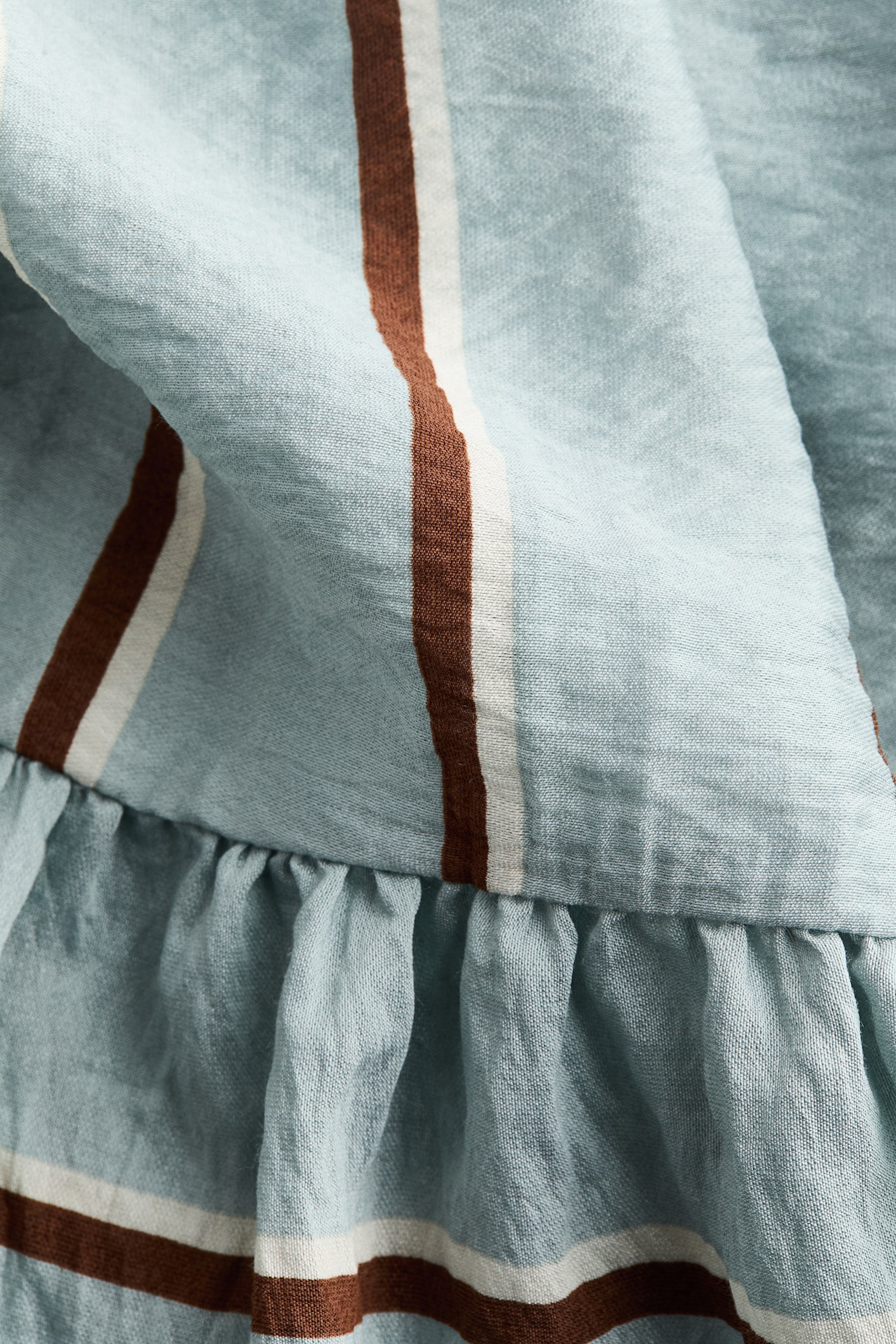 Smocked-bodice dress - Light dusty turquoise/Striped - 3