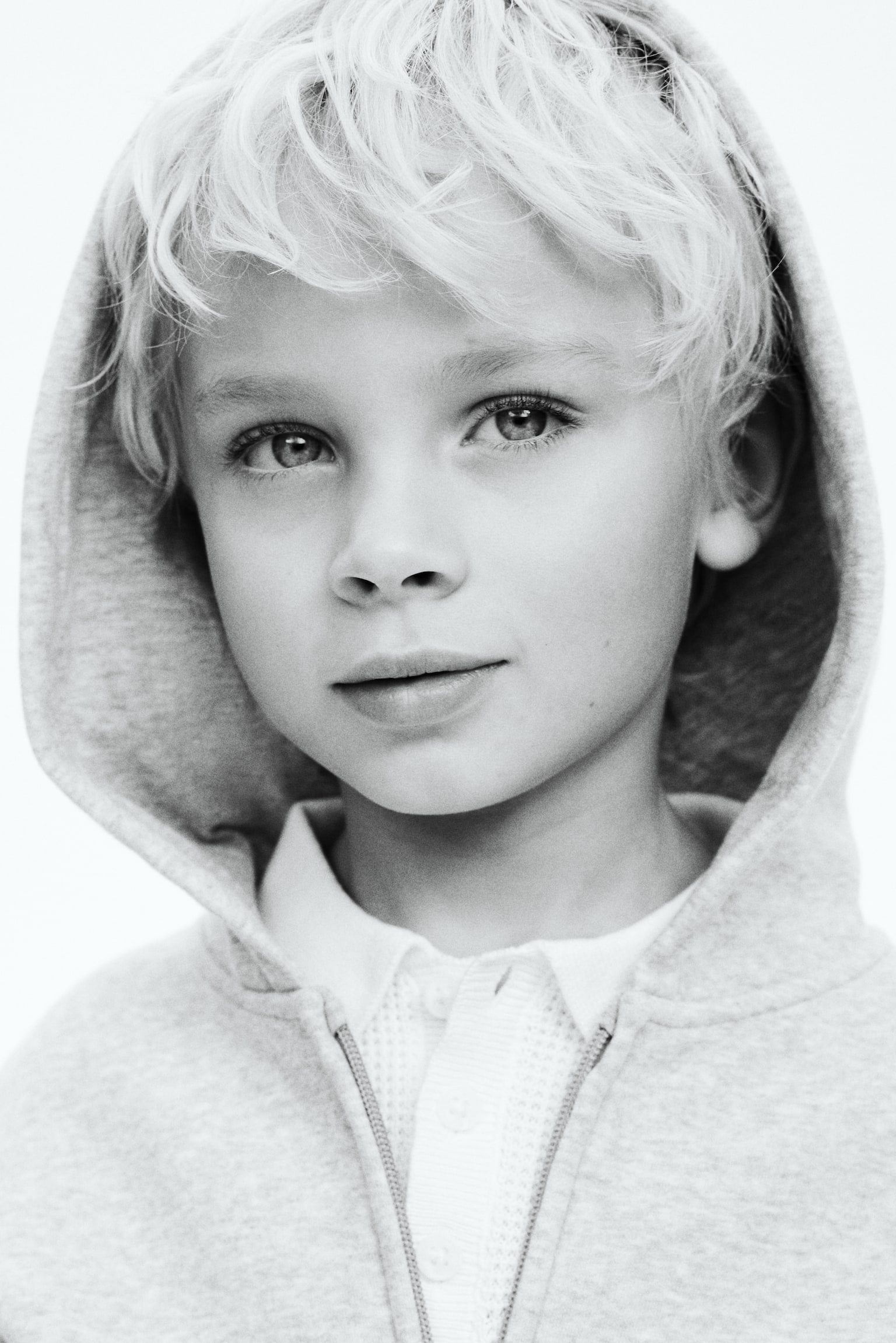 קפוצ'ון אוברסייז עם רוכסן - אפור בהיר מלאנז'/כחול כהה - 3