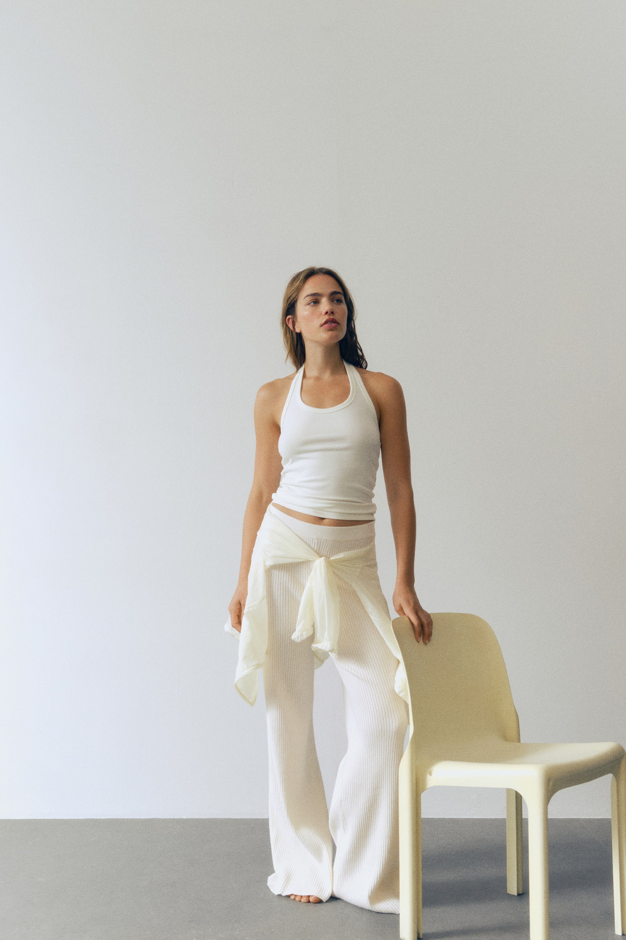 Wide-Leg Rib-Knit Pants