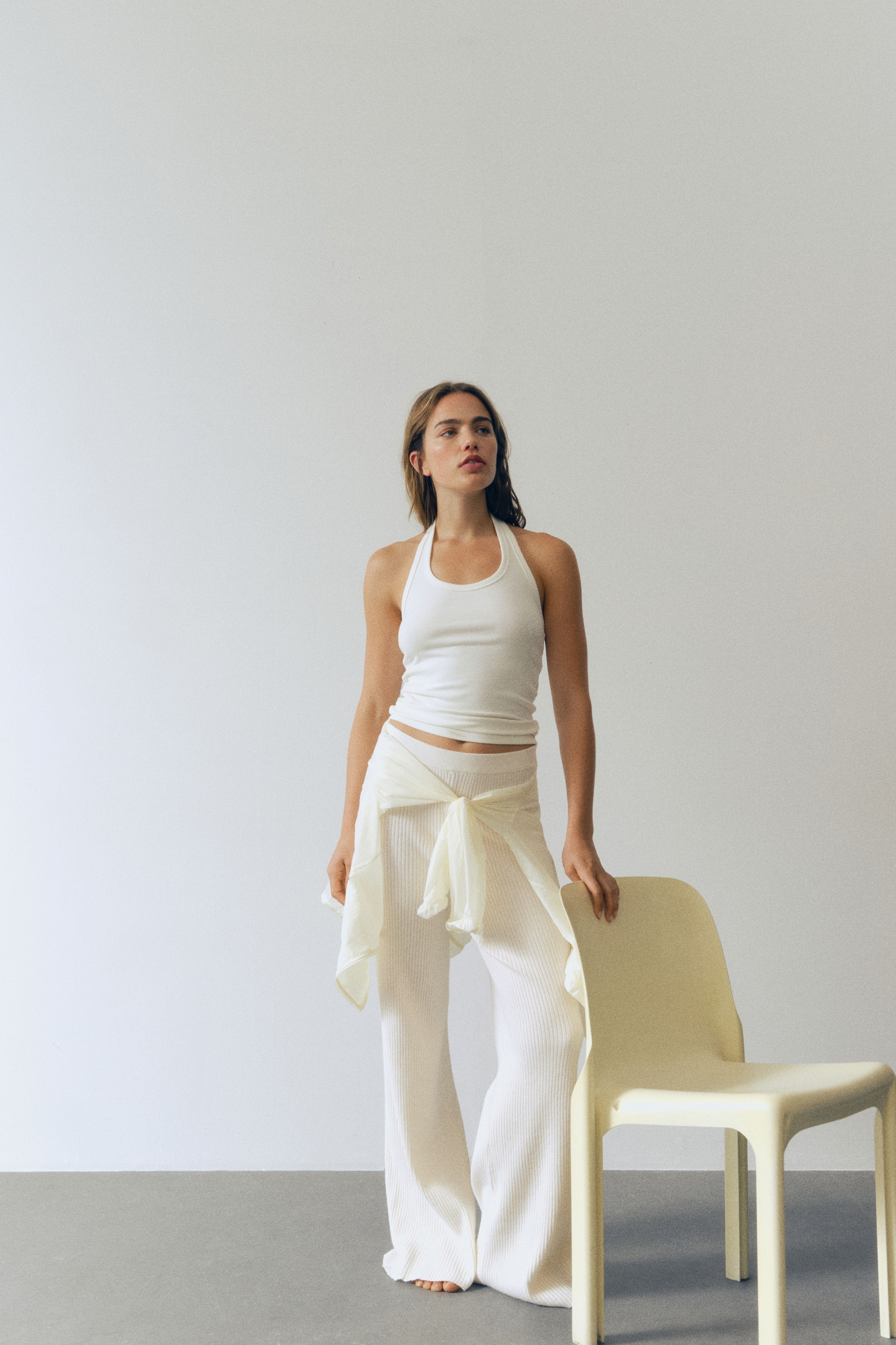 Wide-Leg Rib-Knit Pants