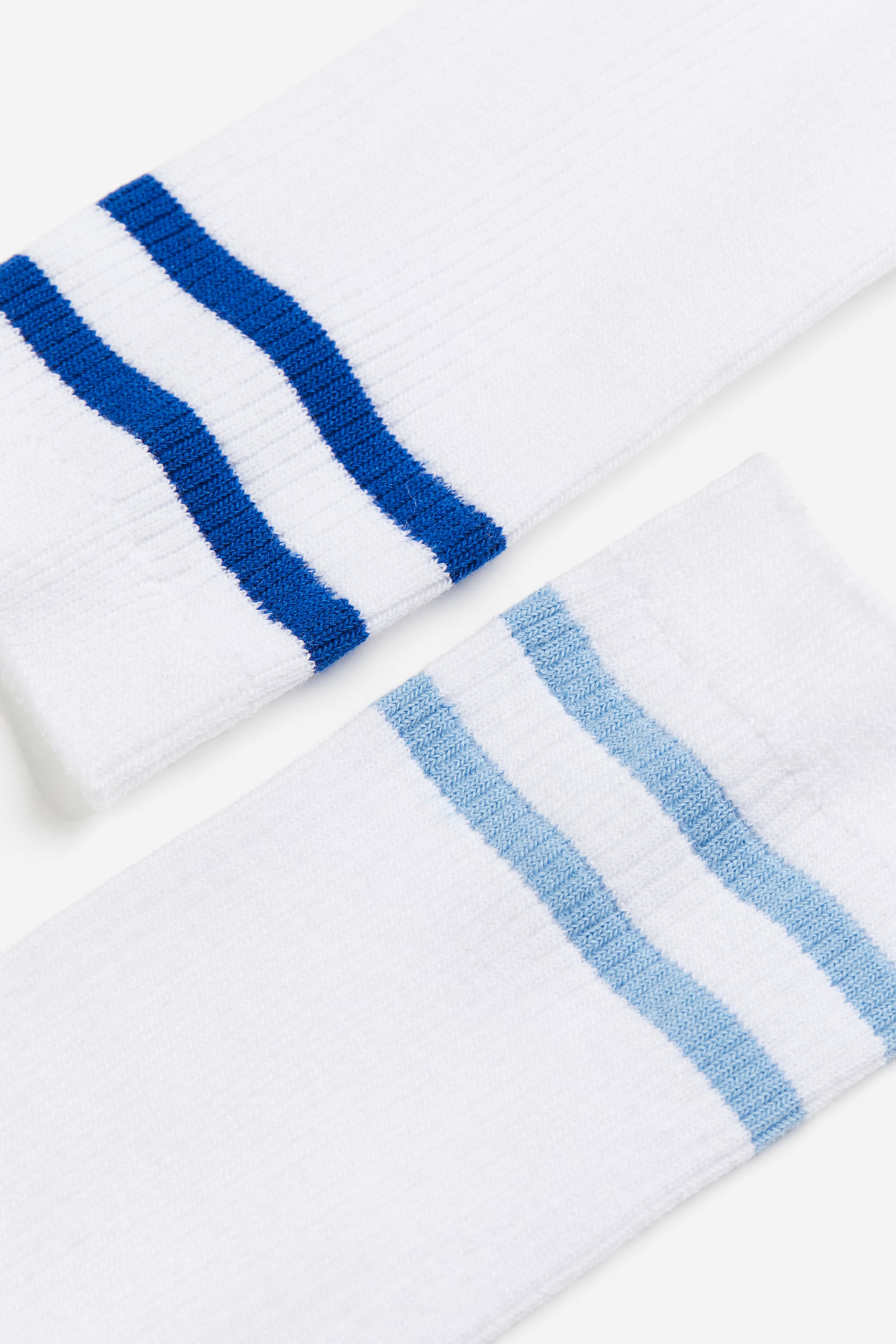 2-pack Knee High Sports Socks - White/Blue stripe - 2