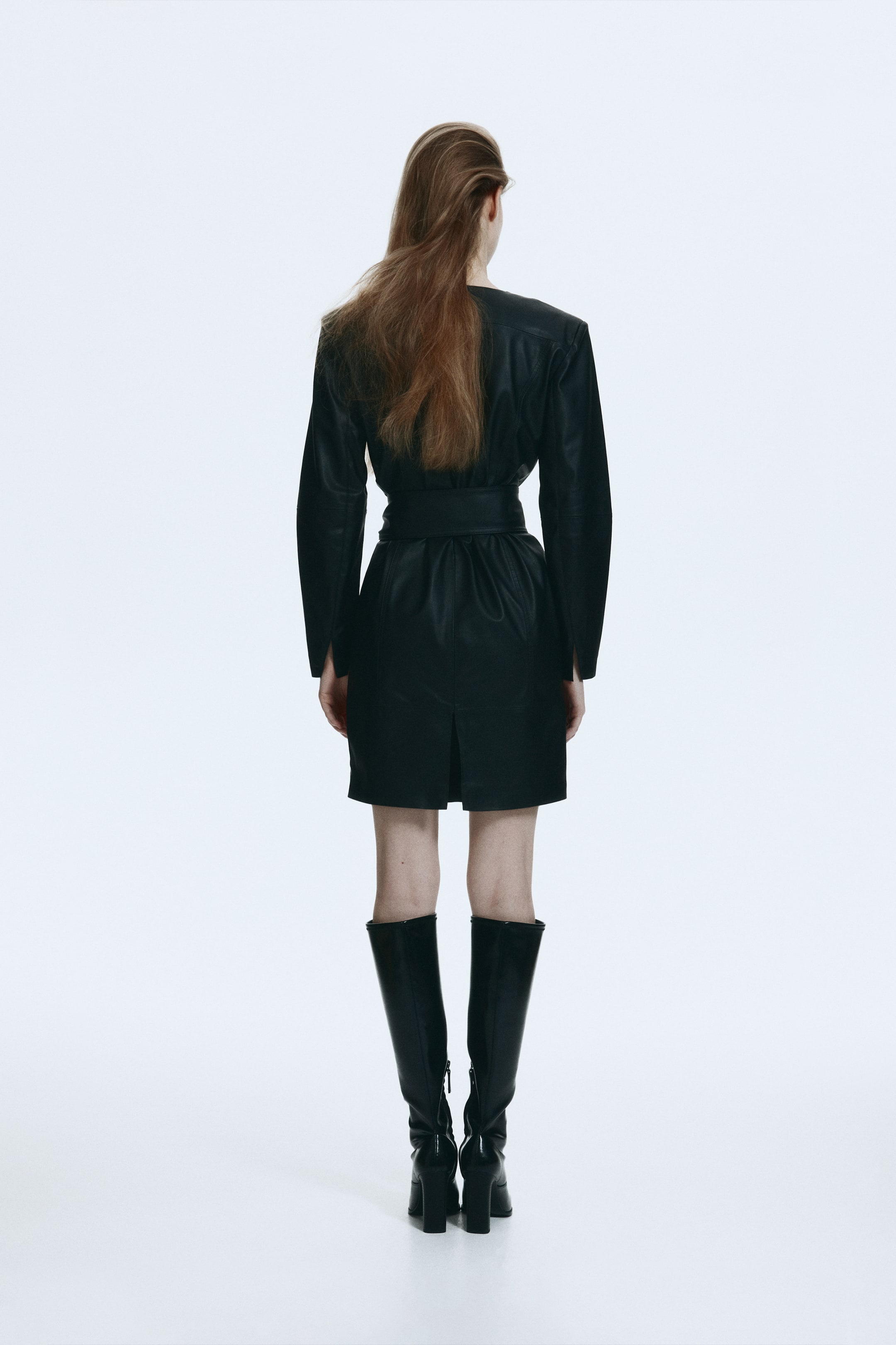 Ampliar la imagen: Coated tie-belt dress - Negro - Ladies | H&M MX 4