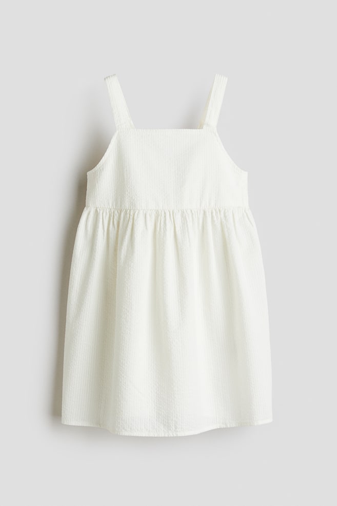 Baumwollkleid mit Bindedetail - Weiß - 1