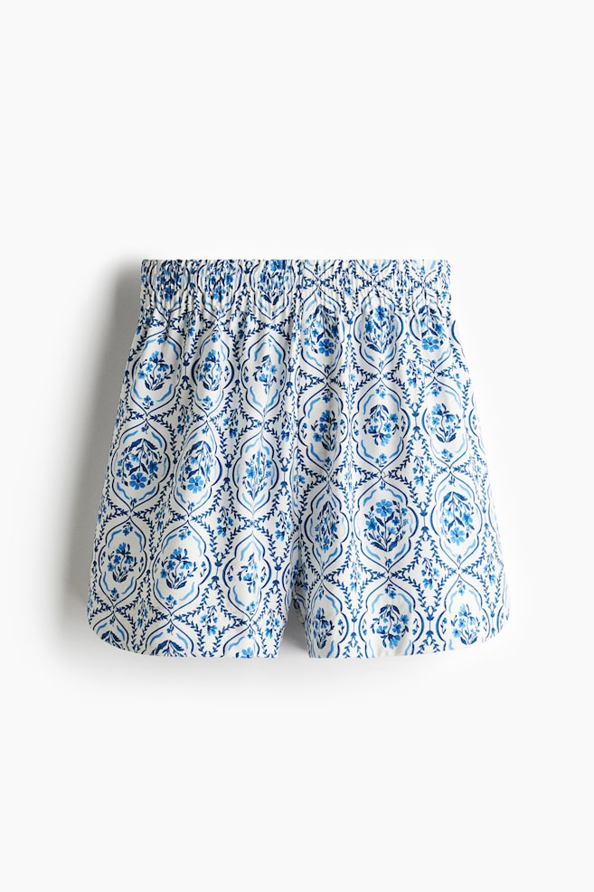 Pull-on twill shorts - White/Blue patterned/Bright blue/Patterned - 1