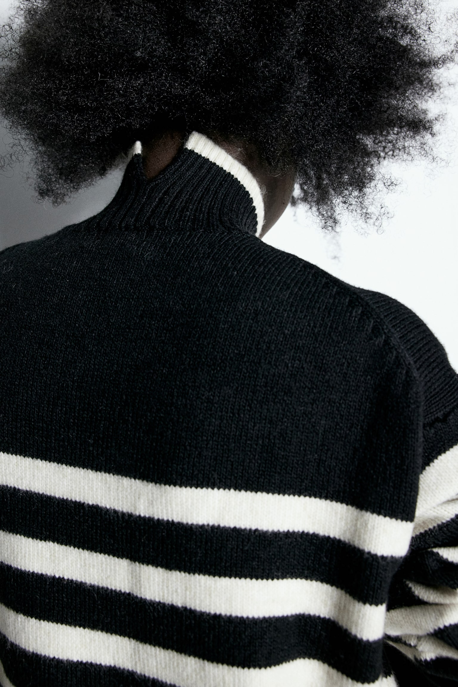 Oversized polo-neck jumper - Black/Cream striped/Dark khaki green/Red/Light beige marl/Pigeon blue/Grey marl/Natural white/Striped/Cream/Grey marl/Striped - 6