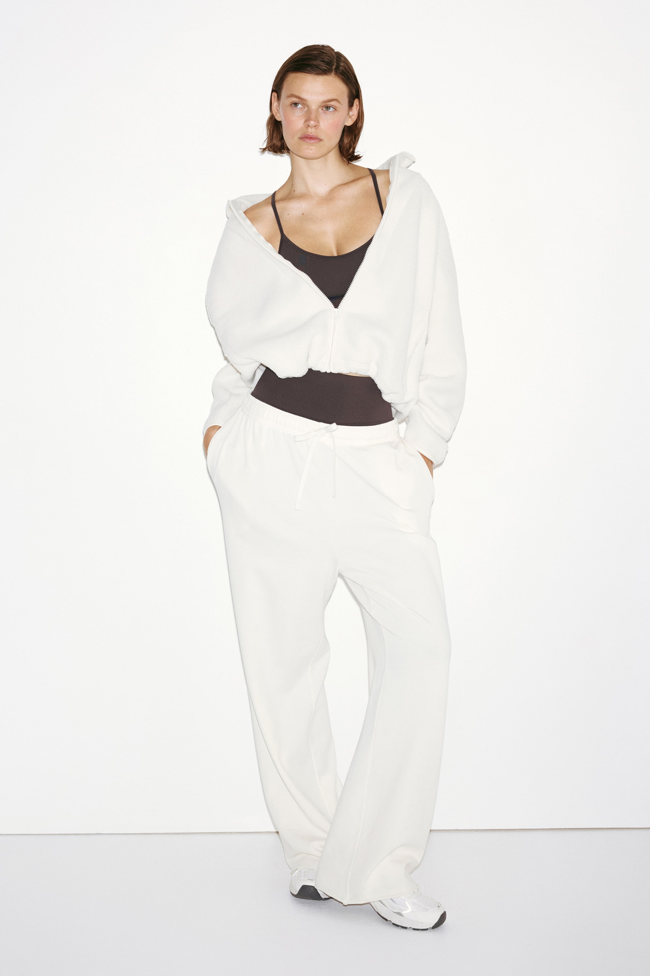 View larger image: Teddy Fleece Activewear Jacket - Ivory - Ladies | H&M CA 1