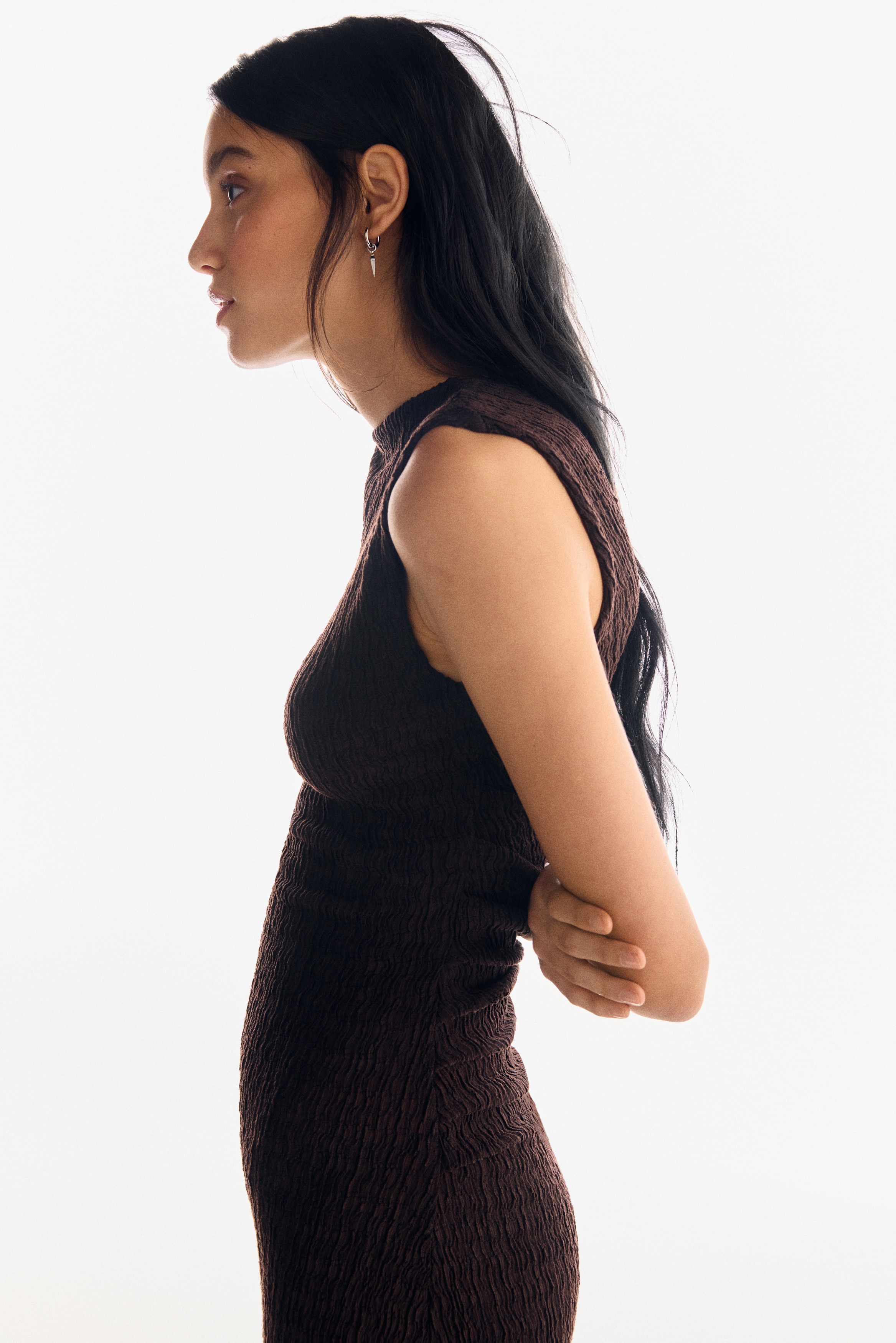 Women's Dark brown Draped Maxi Dress | H&M US Women's Dark brown Draped Maxi Dress | H&M US