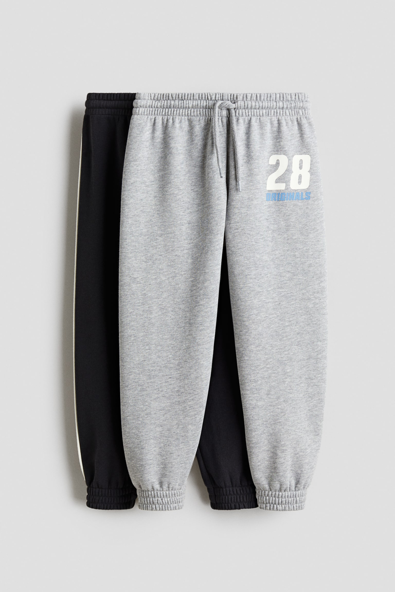 Детские брюки H&M 2-Pack Brushed-Inside, цвет: Серый меланжевый / Чёрный — фото 1