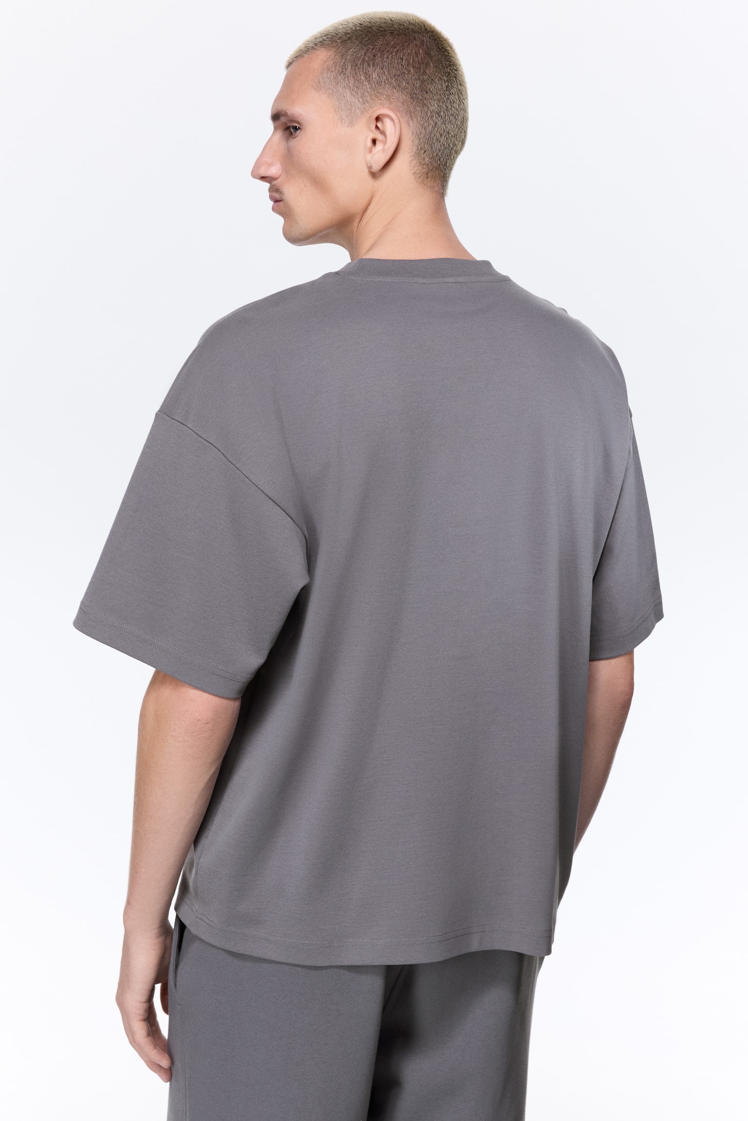 Oversized-Fit T-Shirt - Gray/Black/White/Dark beige - 4
