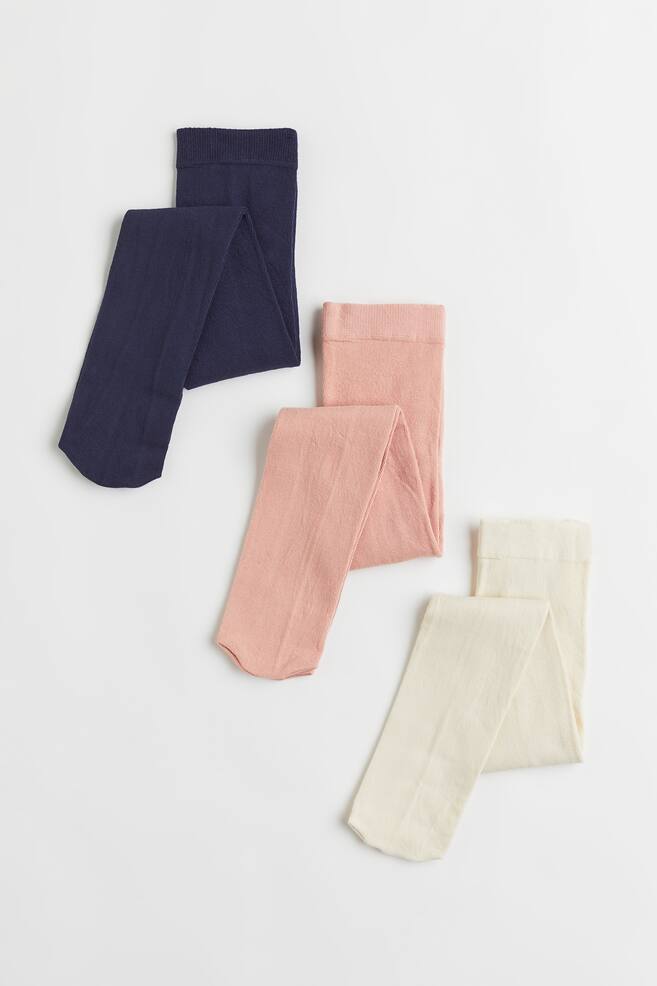 3-pack fine-knit tights - Navy blue/Pink/Light beige/Black/Grey marl/Pink/Light yellow/Cerise