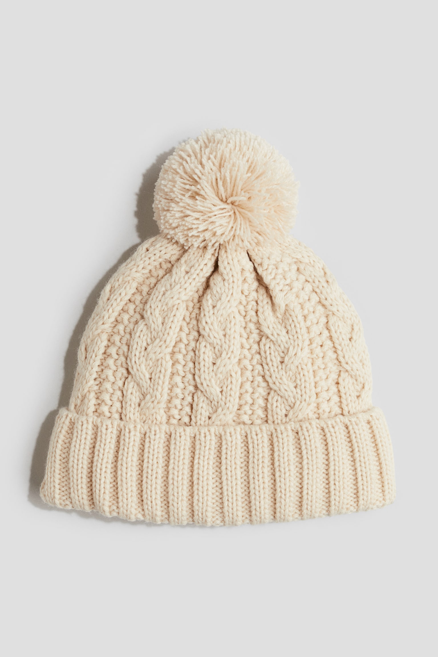 Lined cable-knit beanie - Light beige/Light dusty pink/Beige - 1