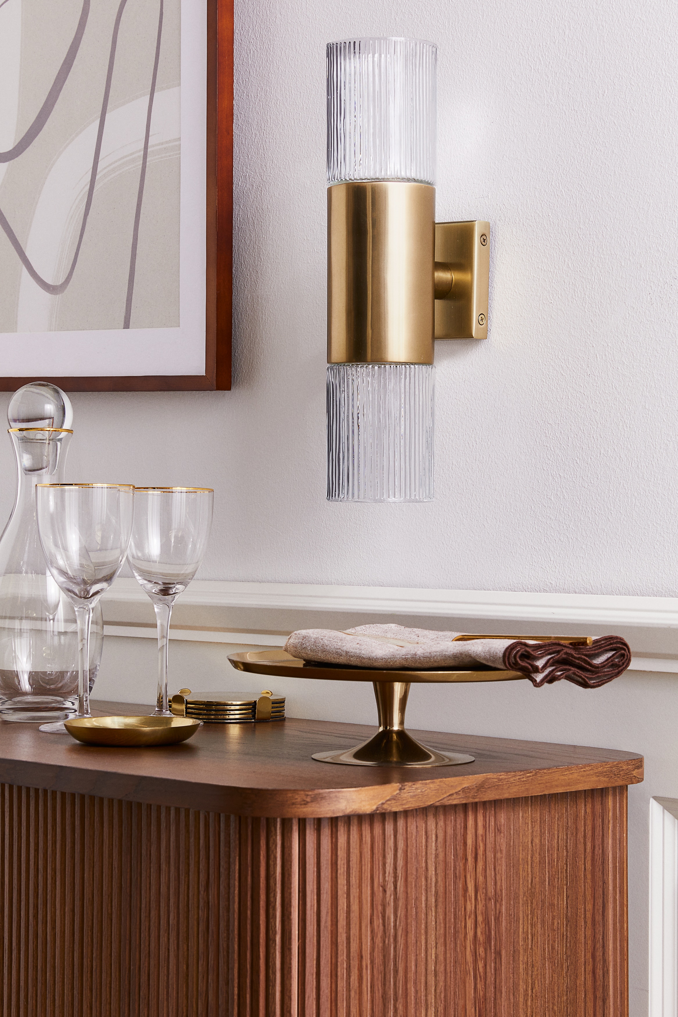 Лампа за стена от стъкло - Прозрачен/Месинг/Сребрист