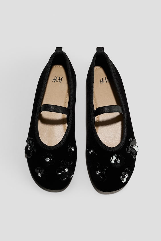 Детские балетки H&M Embellished, цвет: Чёрный