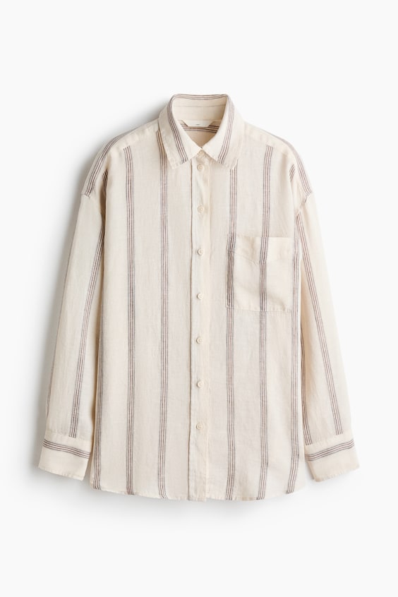 Женские рубашки H&M Oversized Linen Shirt