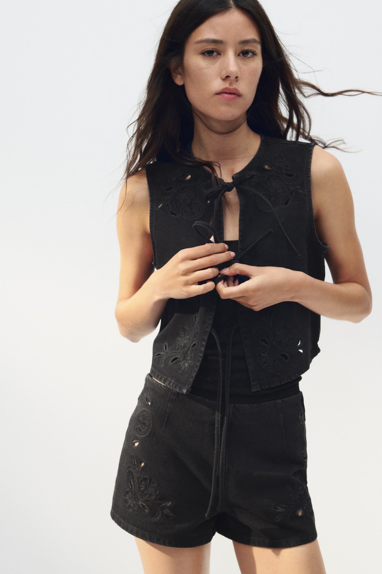 Tie-Front Denim Vest - image 3