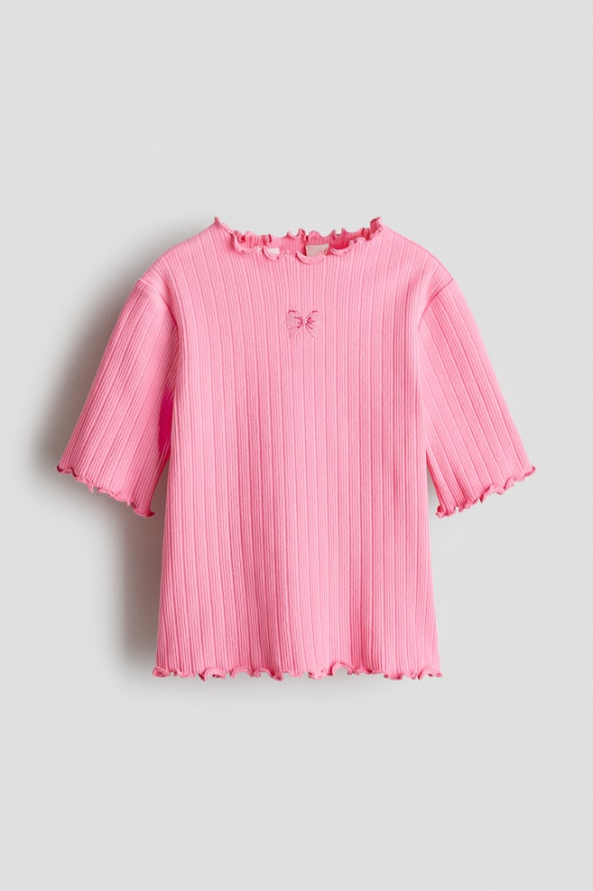 Maglia in cotone a costine - Rosa - 1
