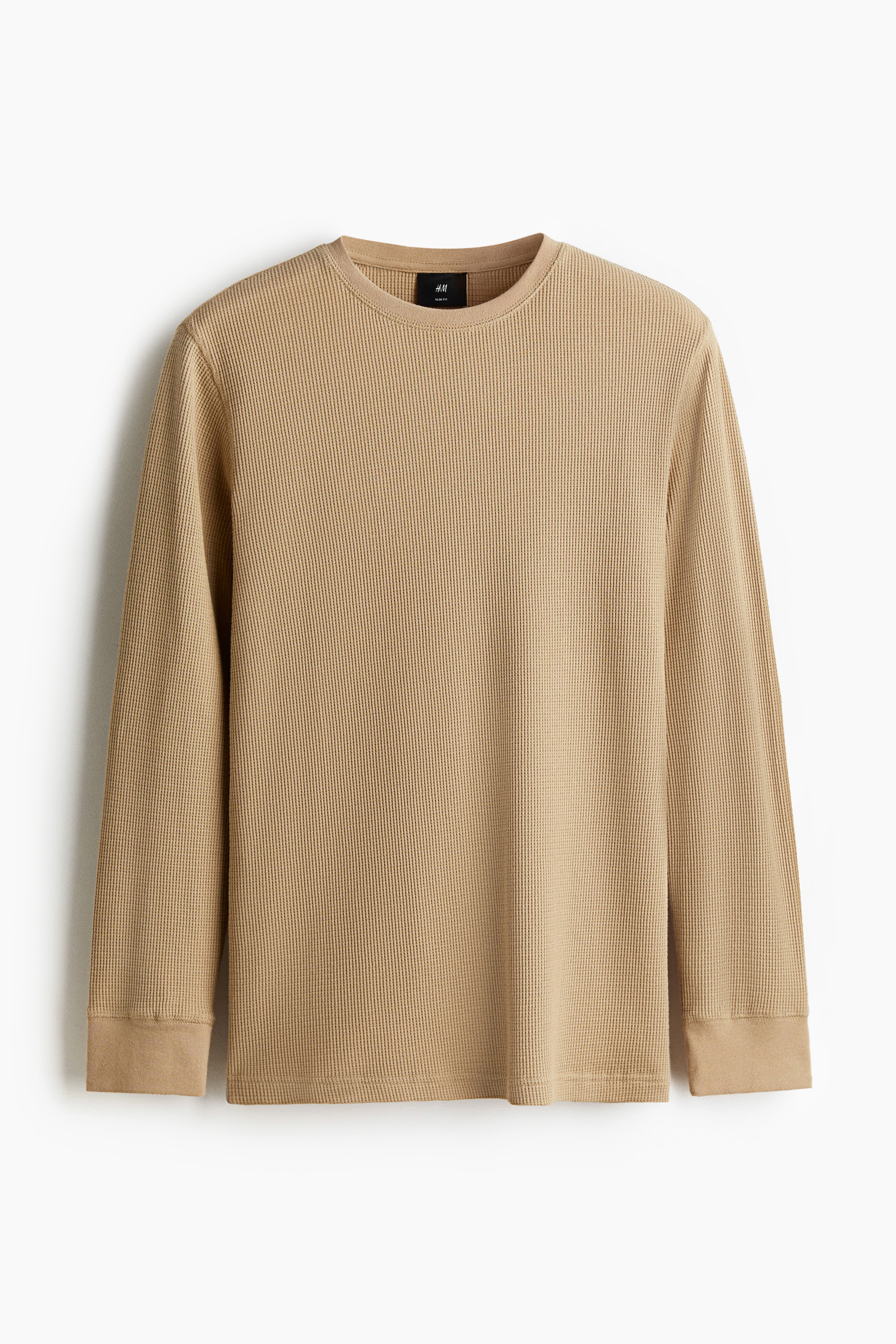 Žerzejové triko s vaflovou vazbou Slim Fit - Béžová/Světle šedá/Černá/Tmavě hnědá