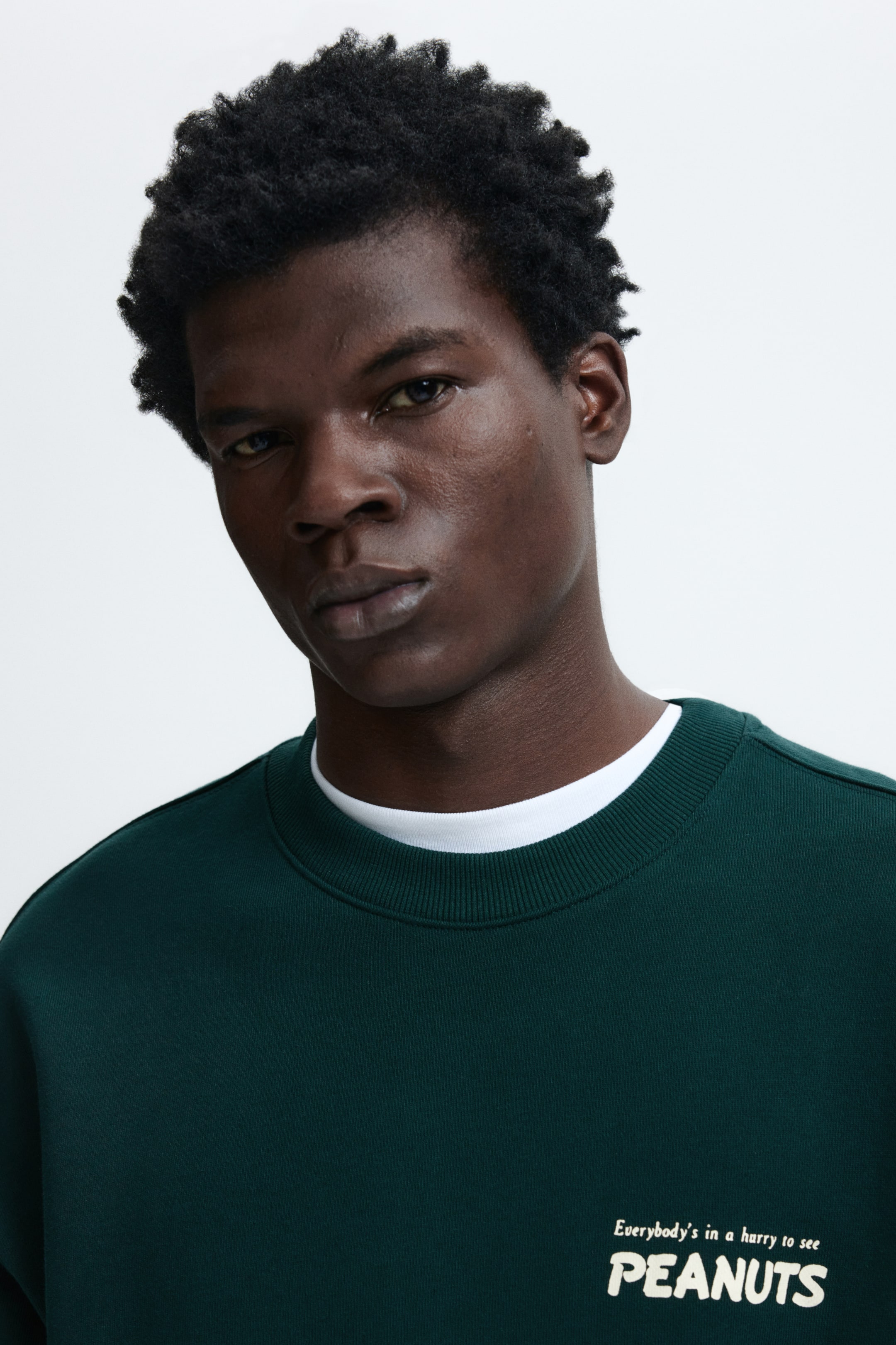 View larger image: Oversized Fit Printed Sweatshirt - Dark green/Snoopy - Men | H&M PH 2