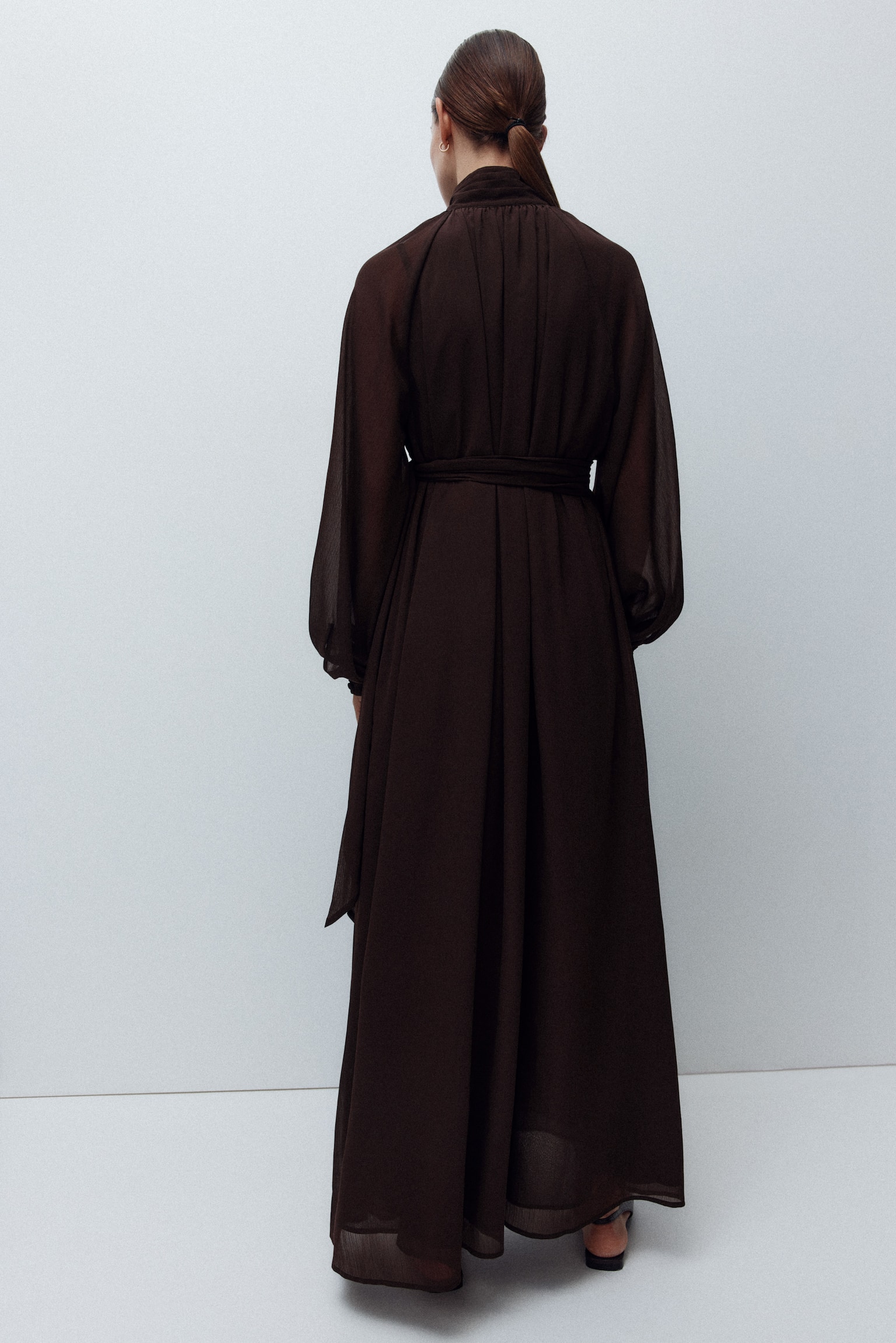 MAMA Long-sleeved chiffon dress - Dark brown - 5