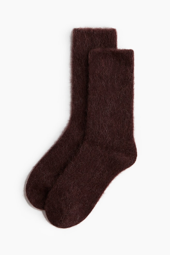 Fluffy socks - Dark brown/Light pink - 1