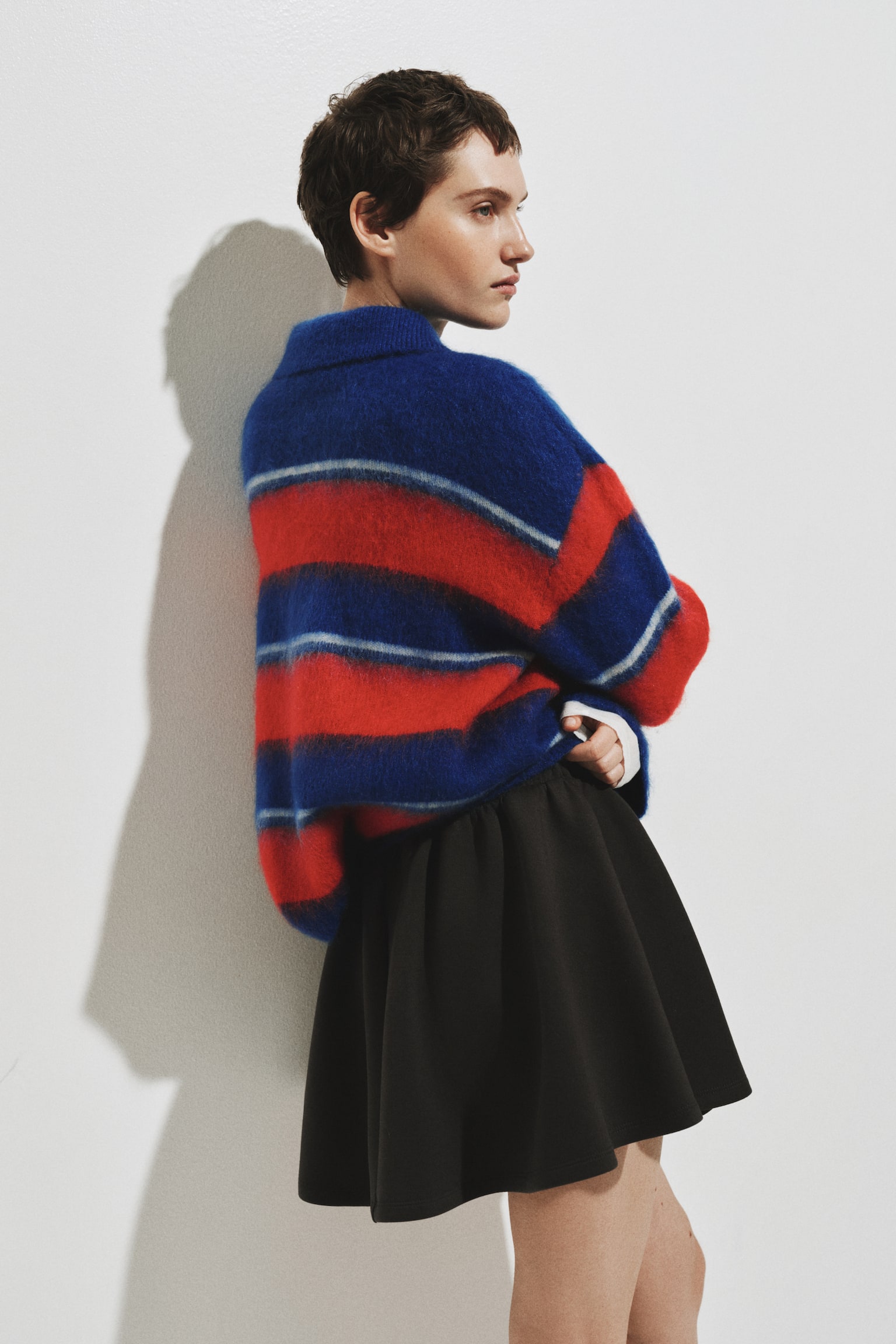 Mohair-blend zip-top jumper - Bright blue/Red striped/Cream - 6