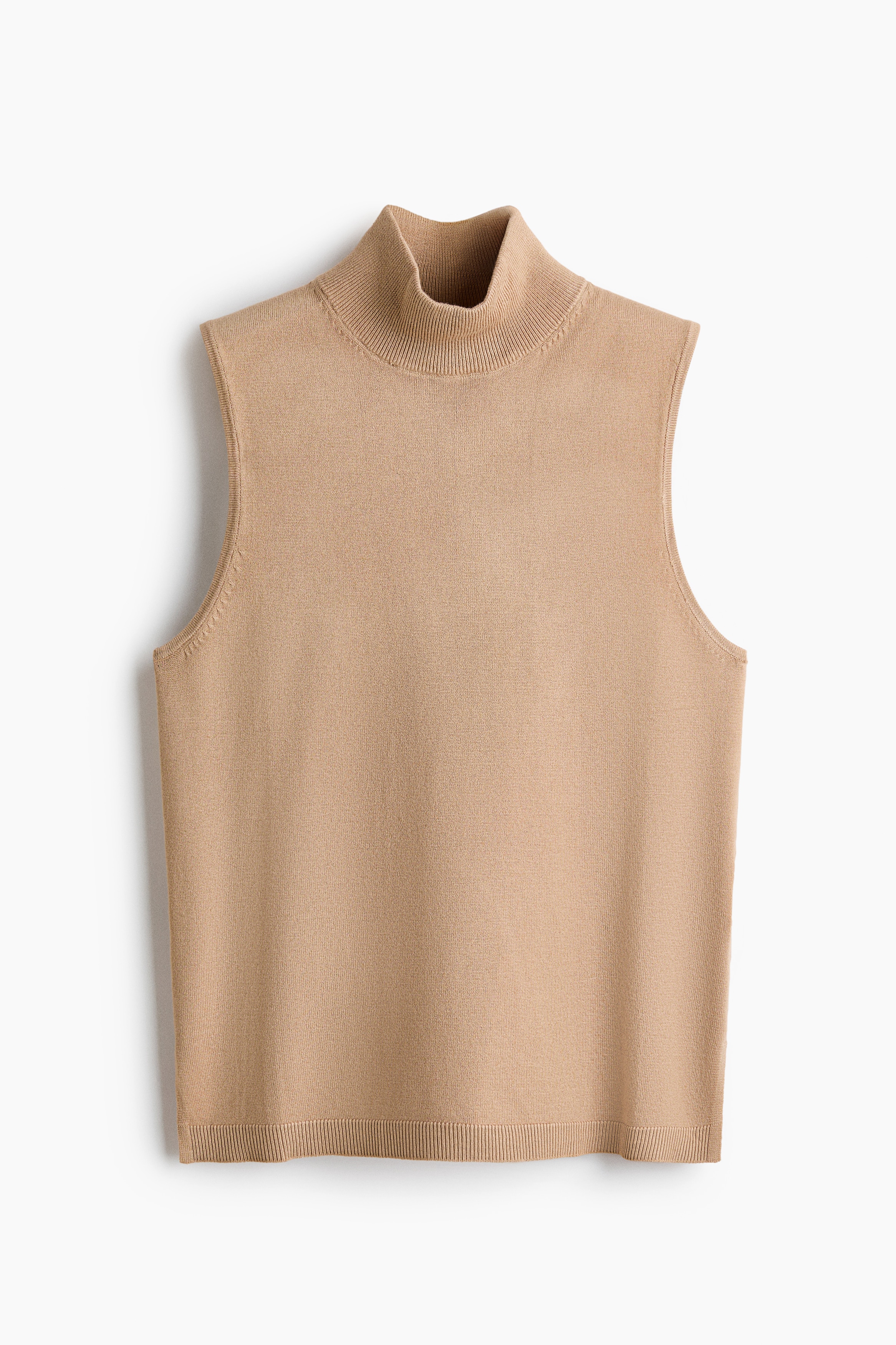 Mock Turtleneck Sweater Vest - Beige/Cream/Burgundy