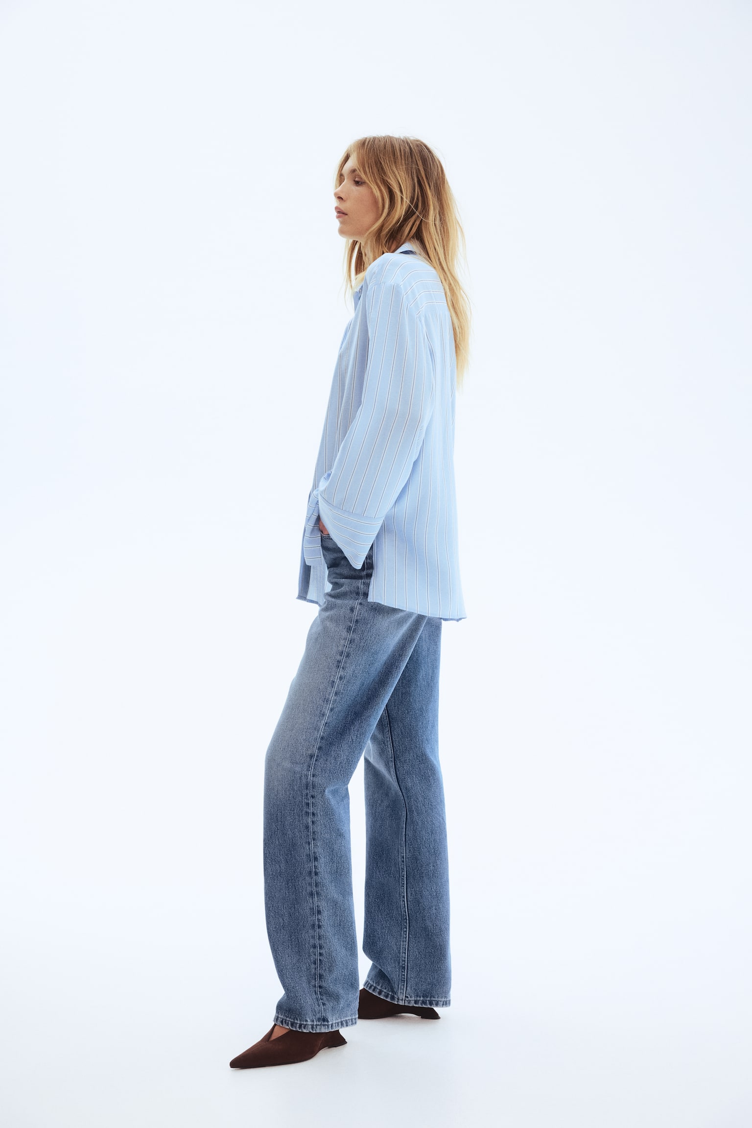 Chemise oversize - Bleu clair/rayé/Rose clair - 4