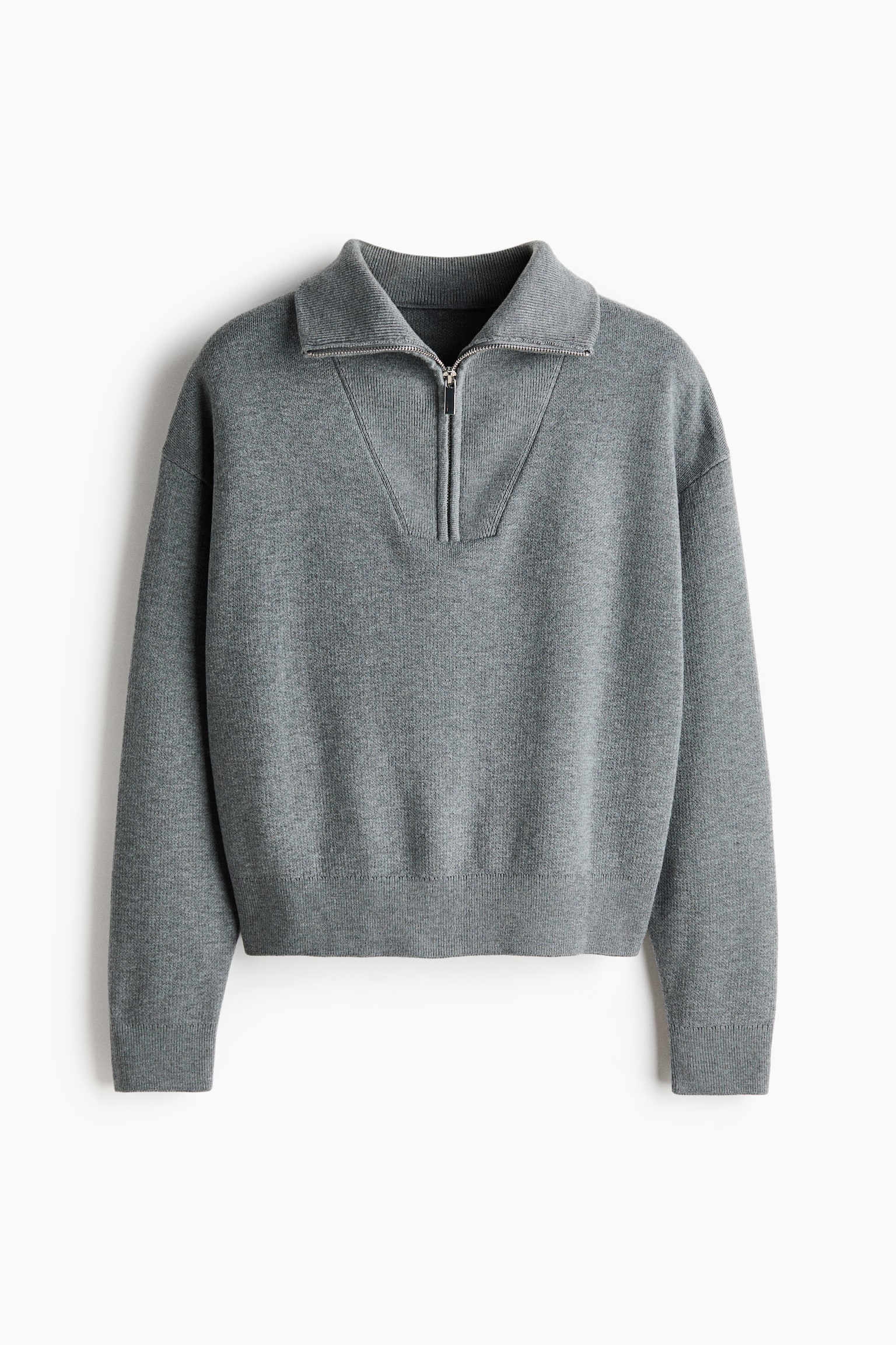 Женский свитер H&M Half-Zip, цвет: Серый меланжевый — фото 1