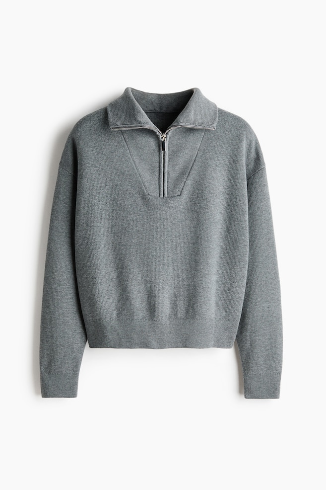Zip-top jumper - Grey marl - 1