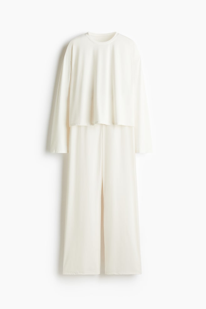 Viscose-blend pyjamas - Cream - 1