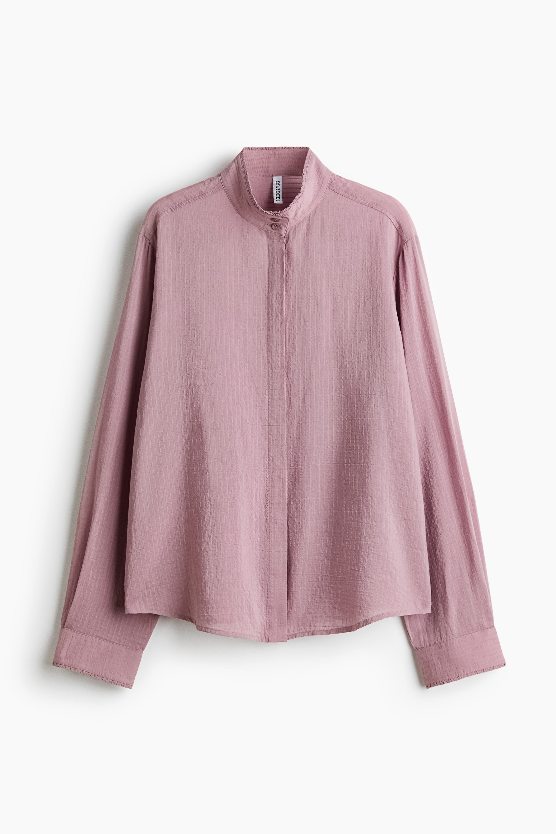 Ruffle-Trimmed Stand-Up Collar Shirt