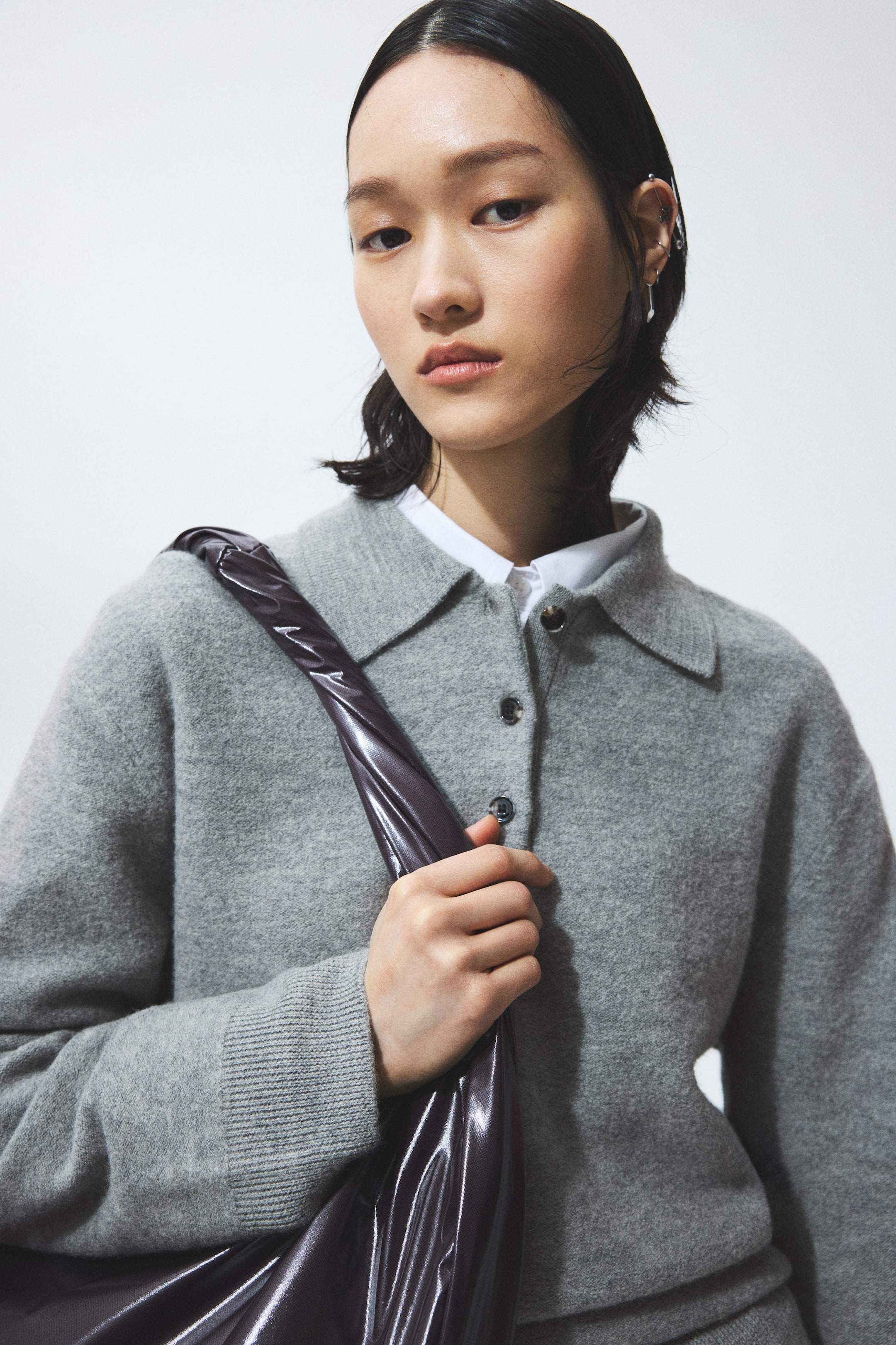 Chandail façon polo en laine