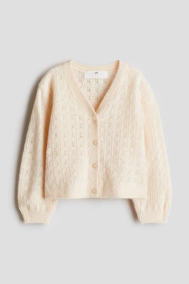 Pointelle-knit cardigan - Light peach - 1