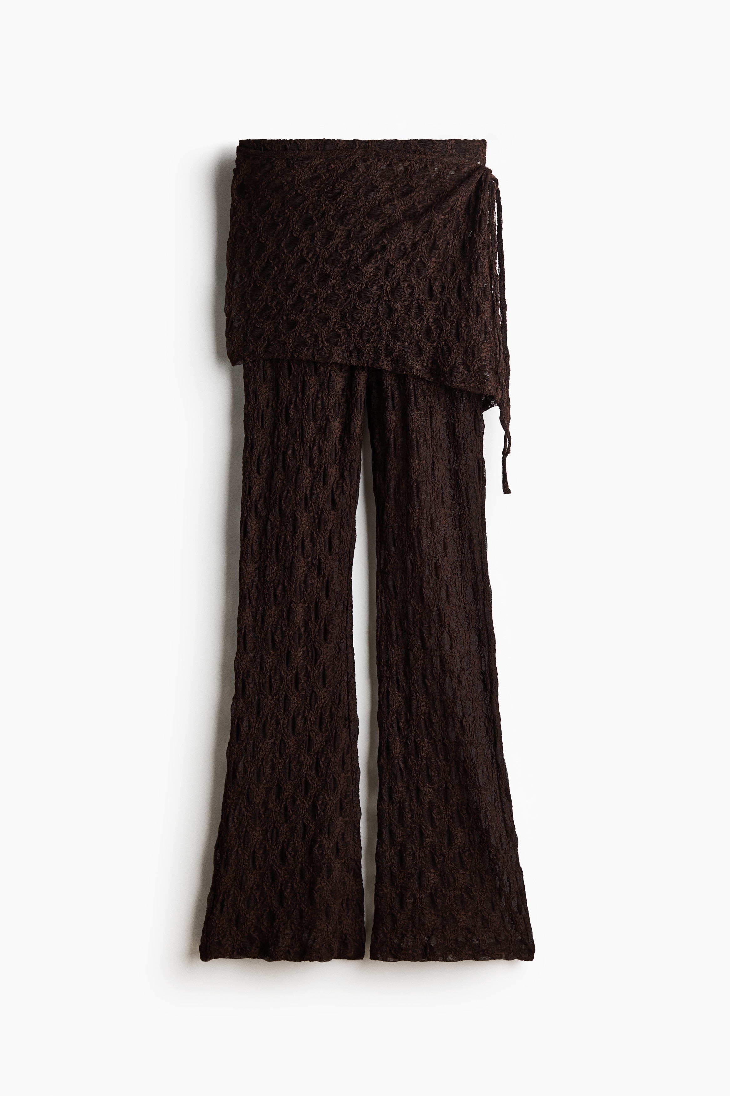 Lace Pants with Layered Skirt - Dark brown