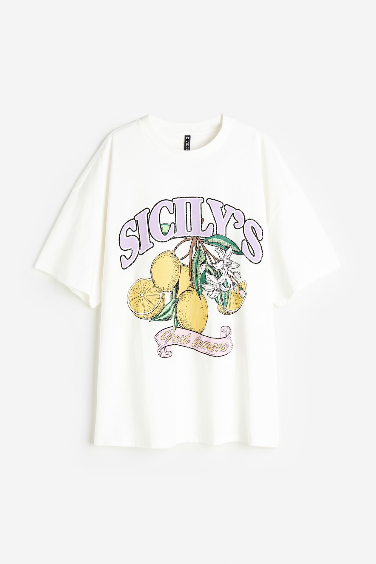 Sicilia Lemon Shirt H&m Oversized Printed T-shirt White