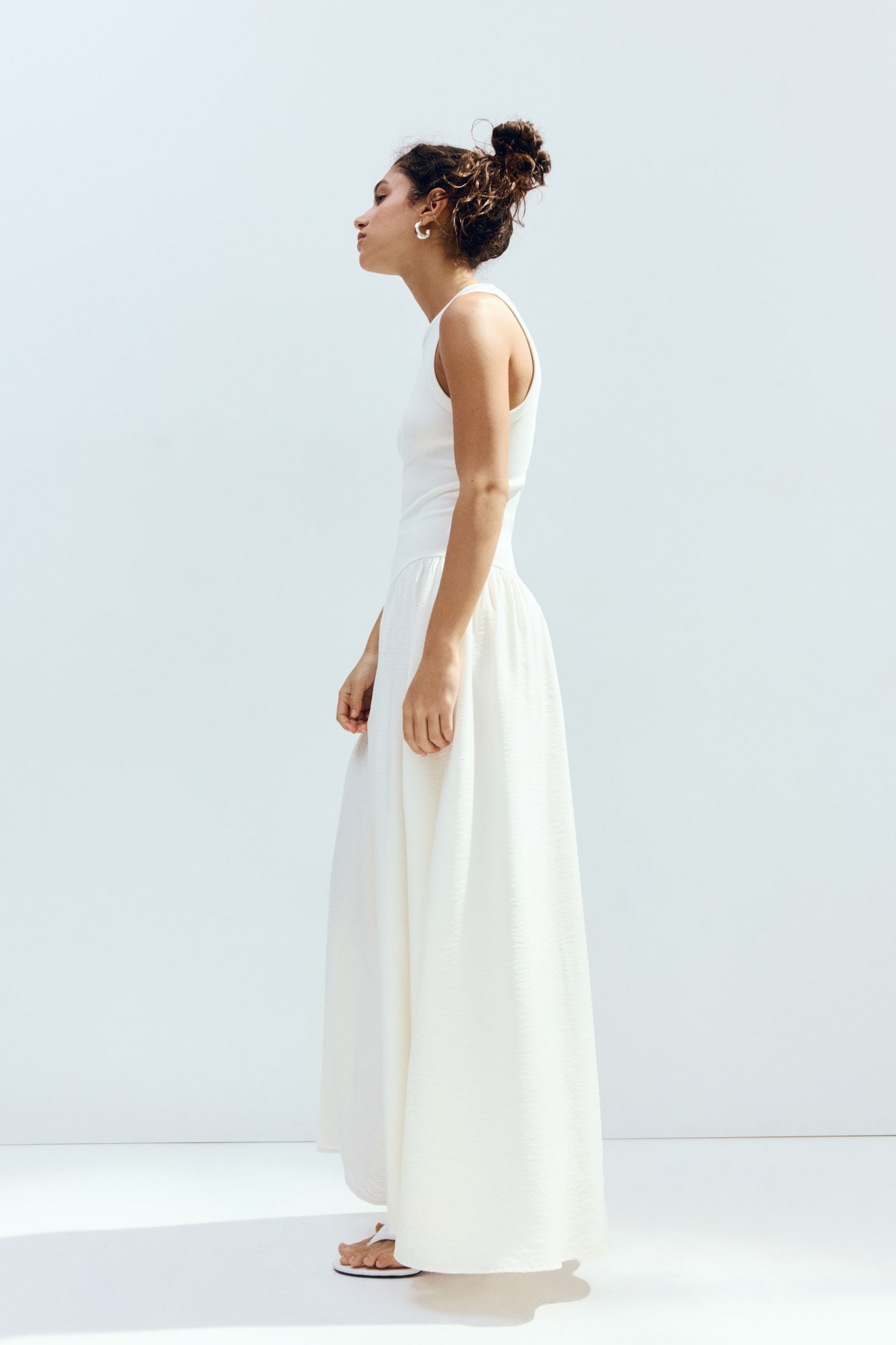 Flared-skirt dress - Cream/Black/Bright blue/Khaki green - 6