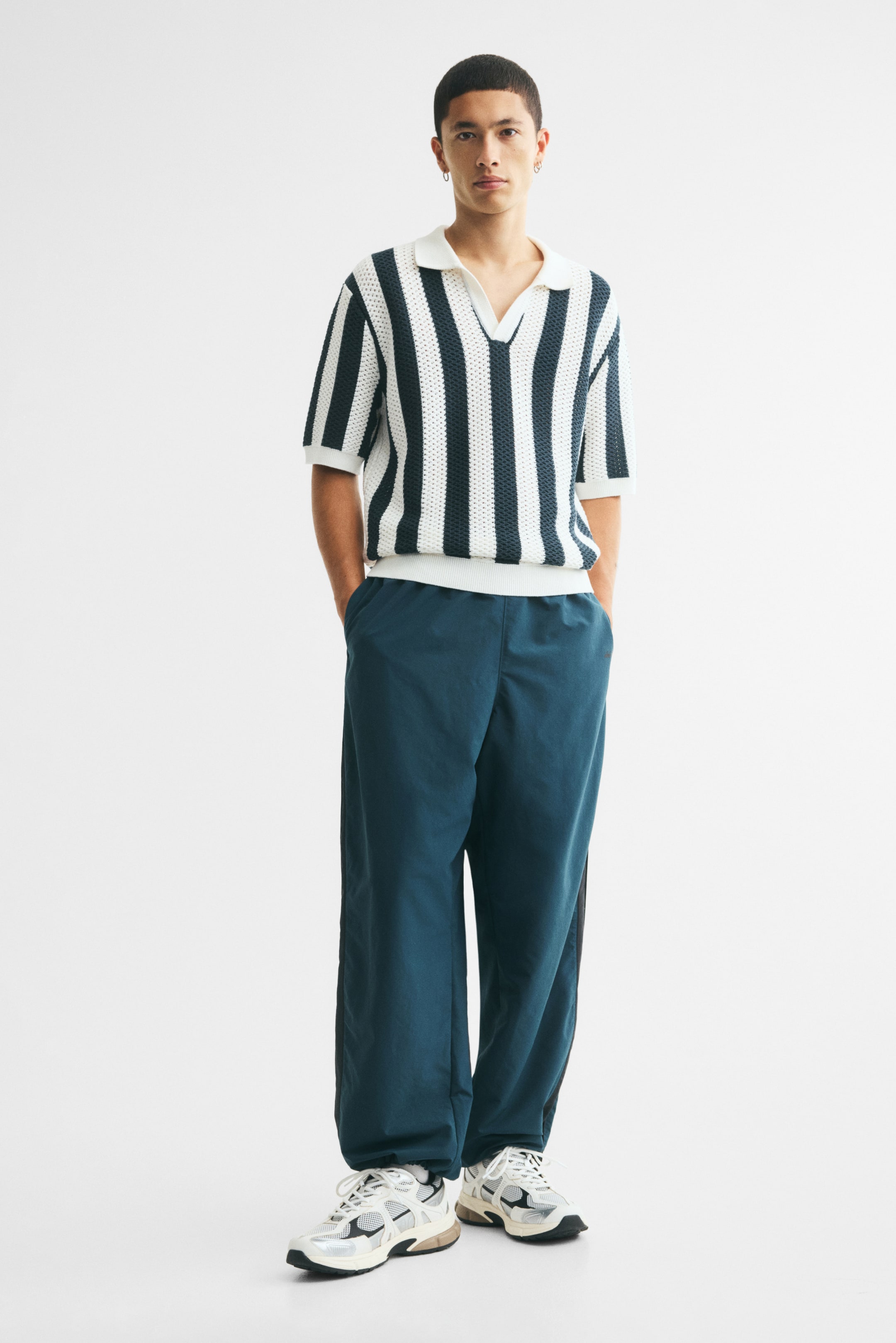 Relaxed-Fit Open-Knit Polo Shirt