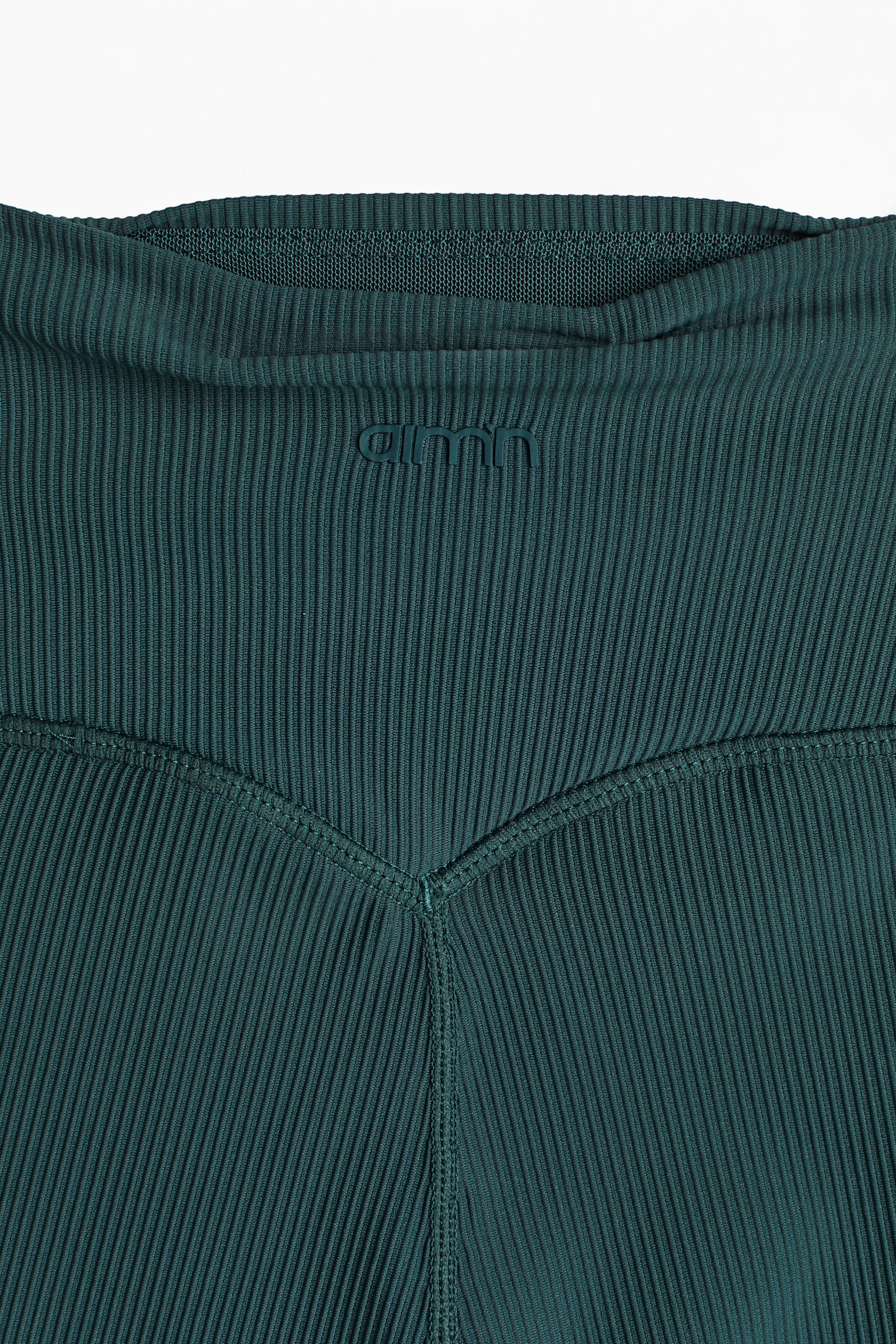 Ribbed Performance Midi Biker Shorts - Deep Emerald/Black - 3