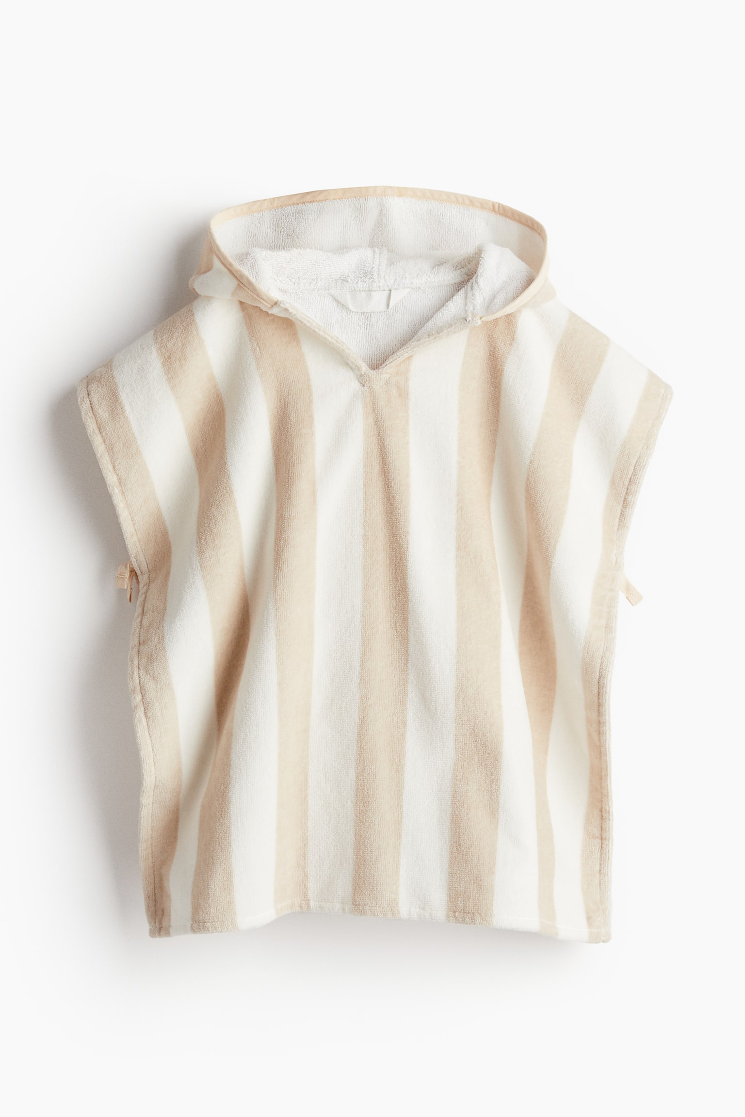 Baby poncho towel - Light beige/Striped - 1