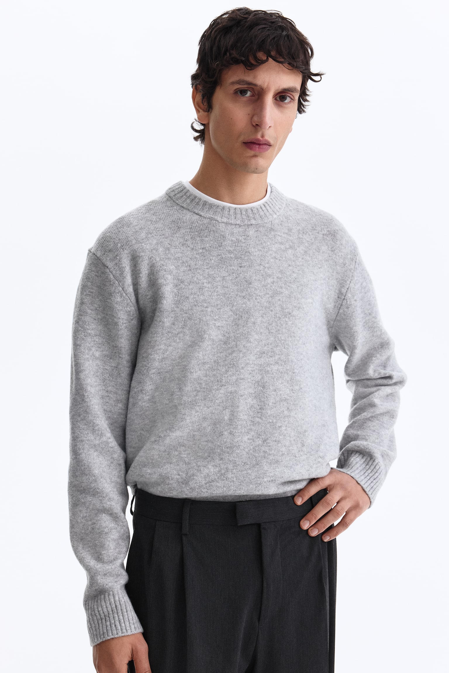 Regular Fit Brushed jumper - Grey marl/Beige marl/Light blue/Burgundy/Dark grey - 5