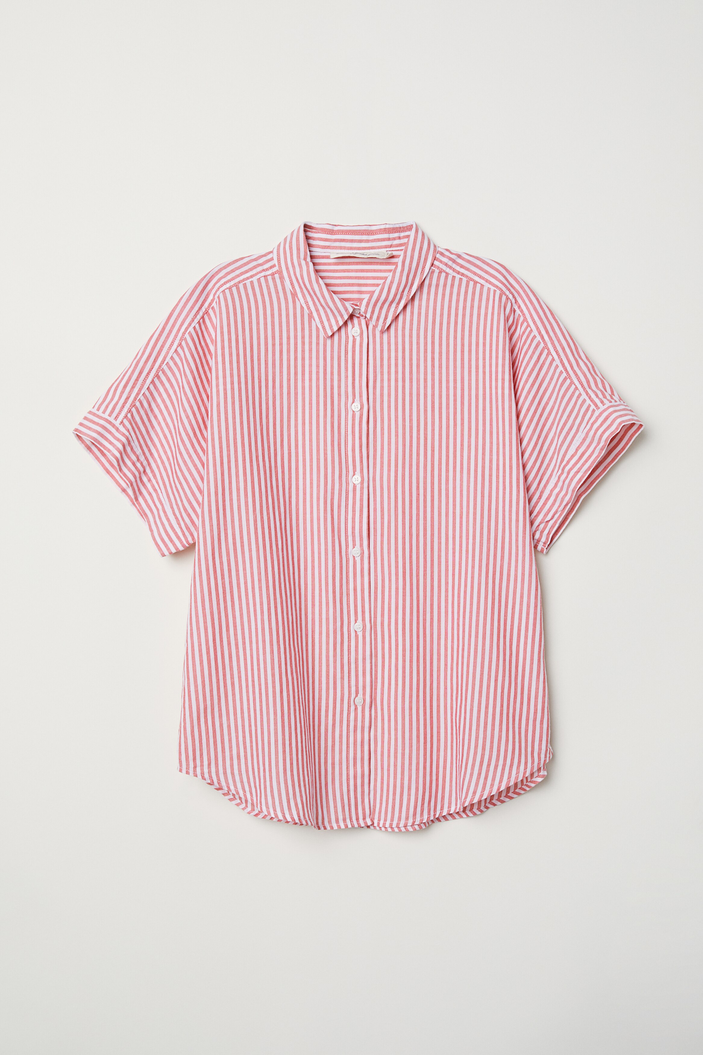 半袖コットンシャツ - レッド／ホワイトストライプ - レディース | H&M JP