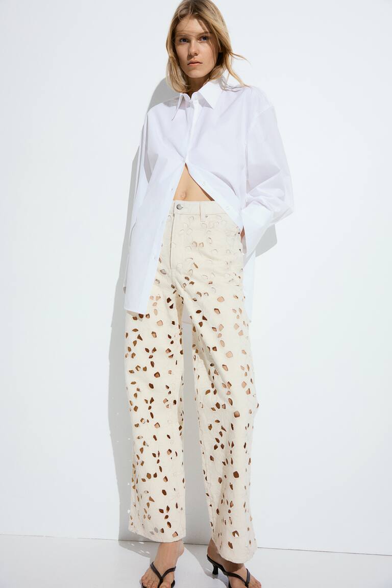 Eyelet-Embroidered Jeans