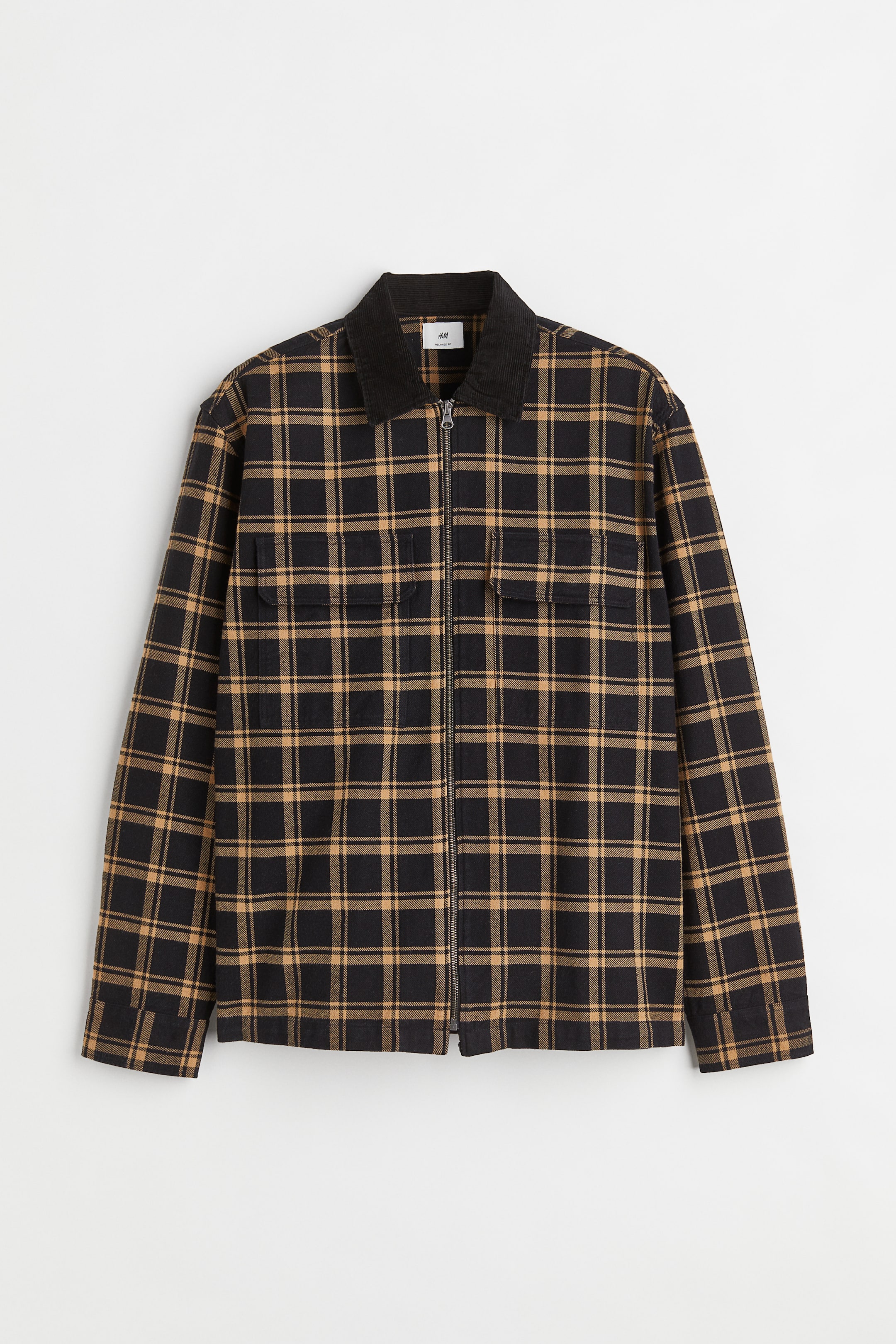 View larger image: Relaxed Fit Twill Overshirt - Black/beige plaid - Men | H&M US 1