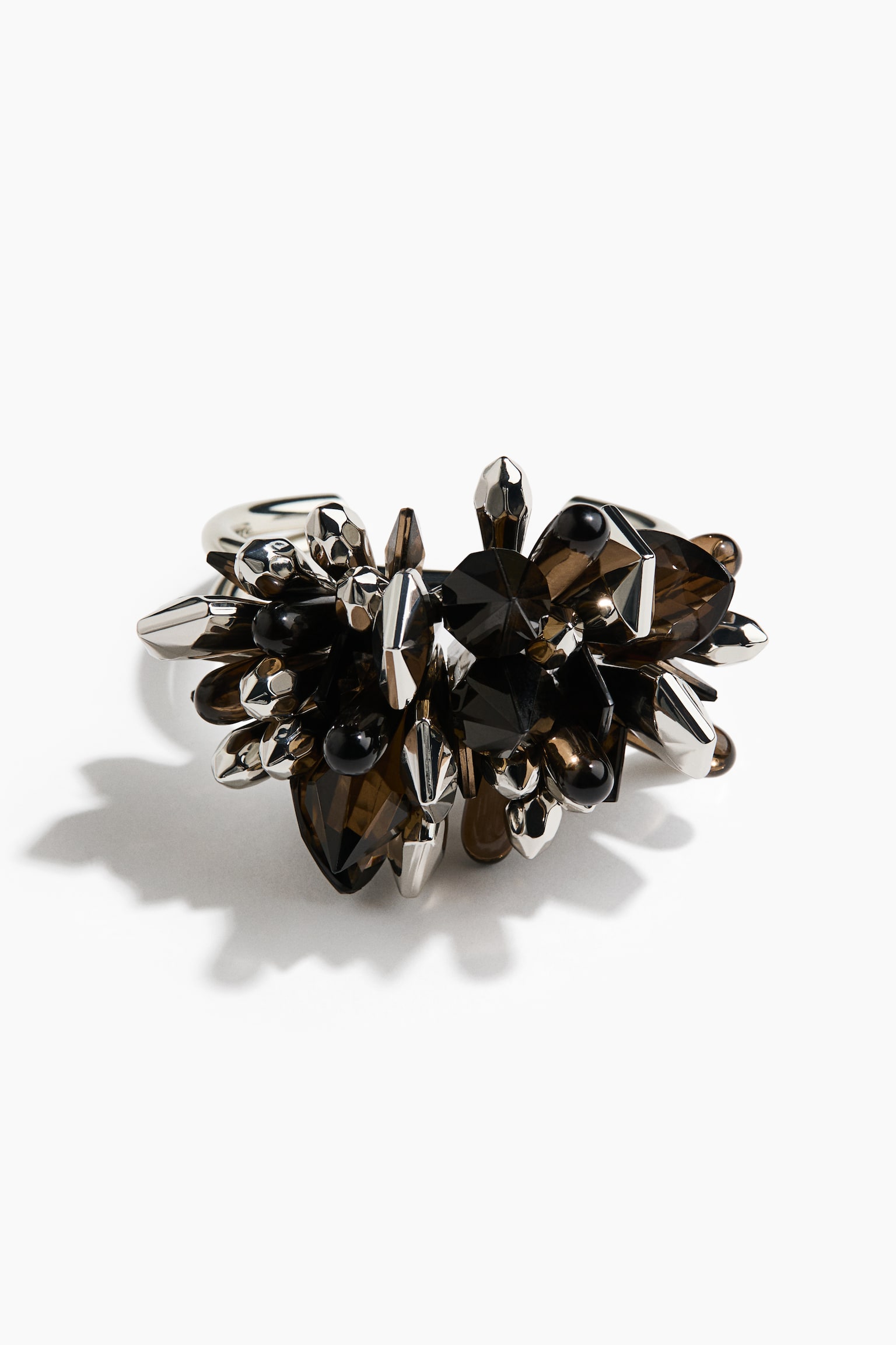 Cluster-detail cuff bracelet - Srebrzysty/Ciemnobrązowy - 1