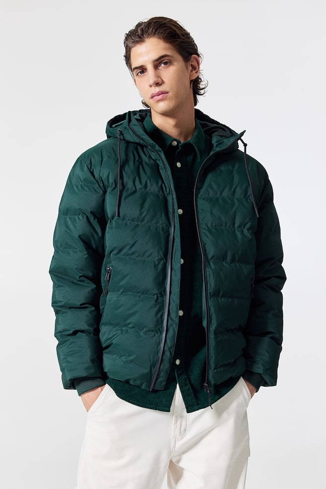 Water-repellent puffer jacket - Forest green/Black/Light beige/Brown - 5