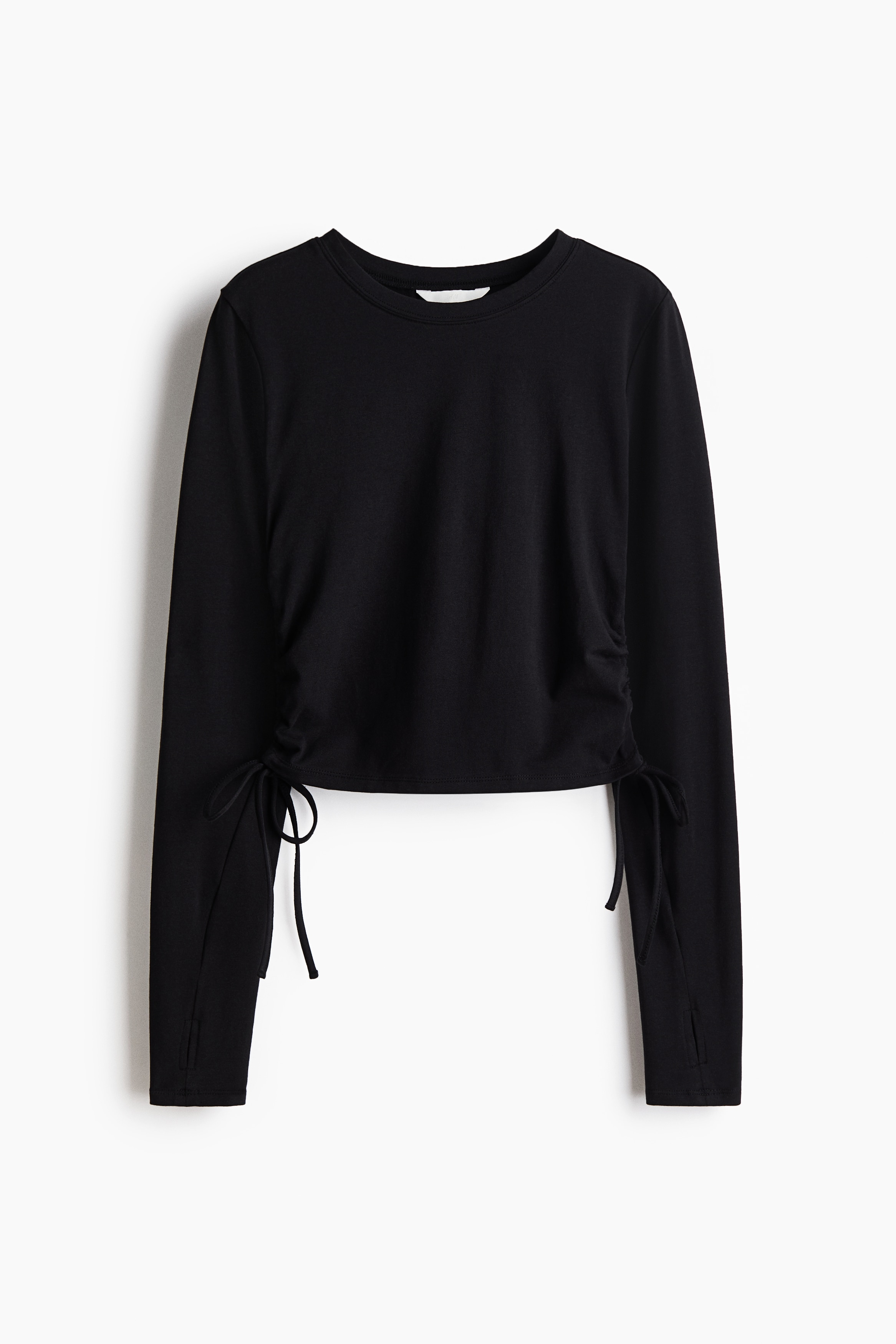 ブラック長袖トップス ドローストリング付き ドローストリングディテールトップス - ブラック - レディース | H&M JP