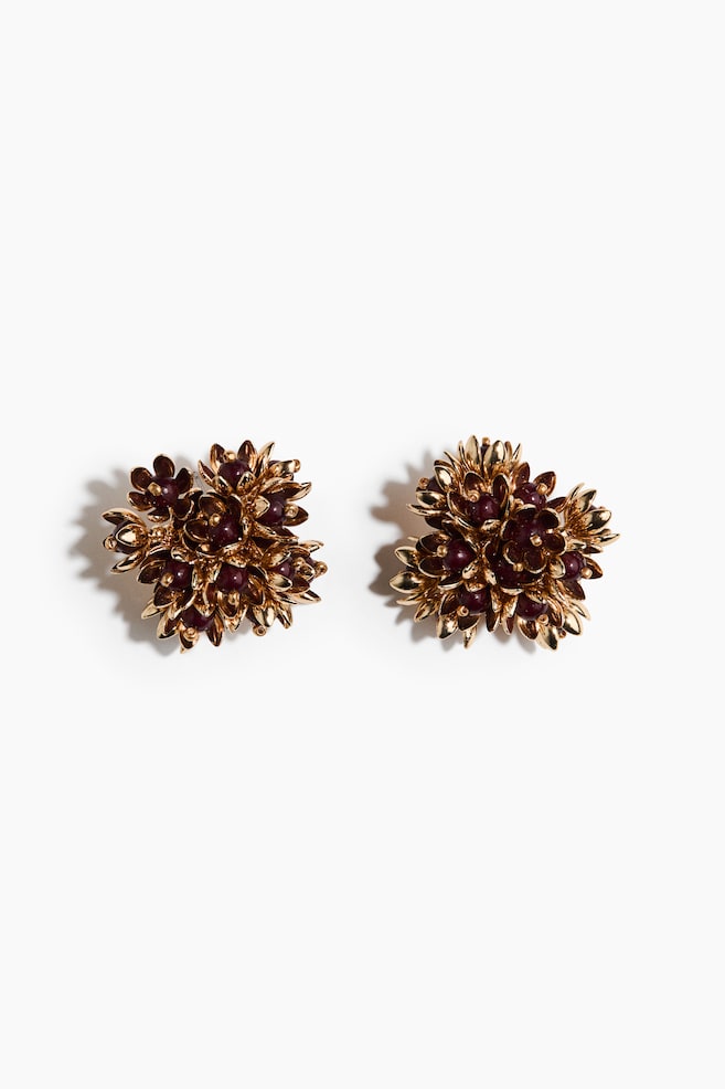Boucles d'oreilles avec grappes de détails floraux - Doré - 1